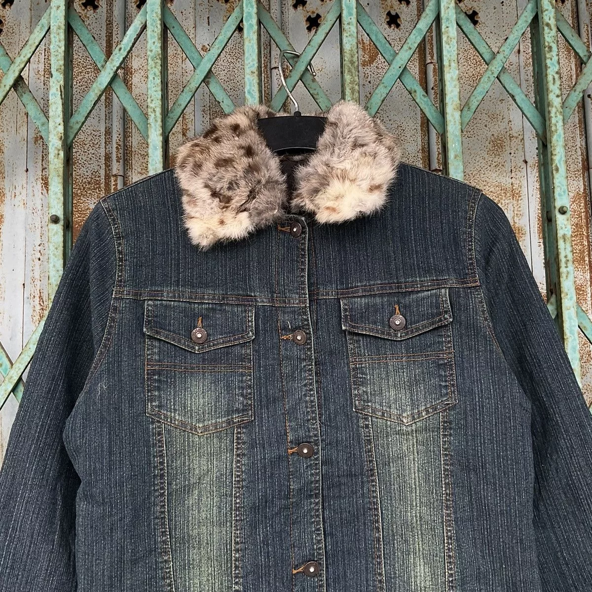 Vintage Denim Jackets Vintage Rabbit Fur Jean Jacket Denim Jacket Blue