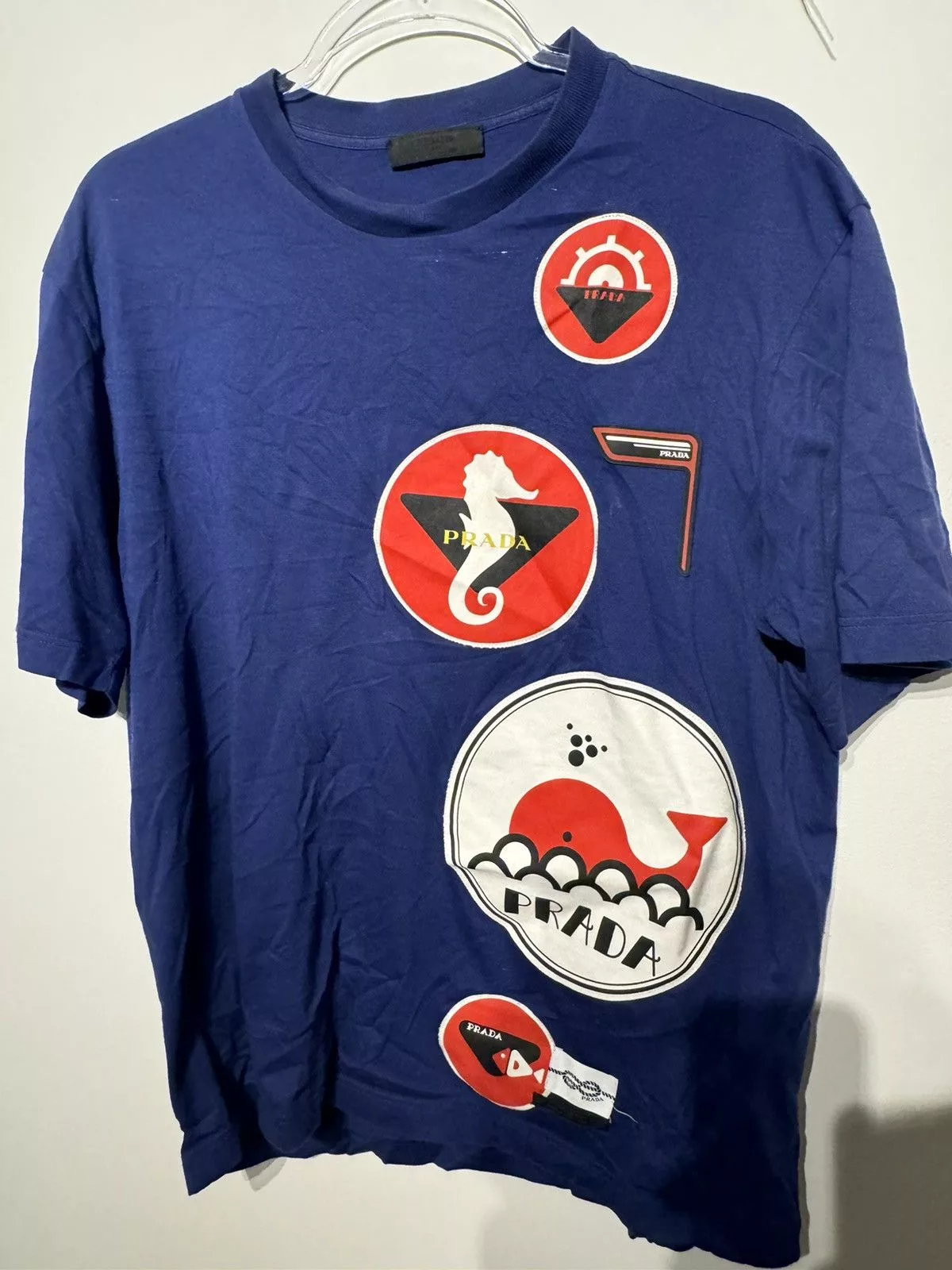 Prada Short Sleeve T Shirts Prada T shirt Blue