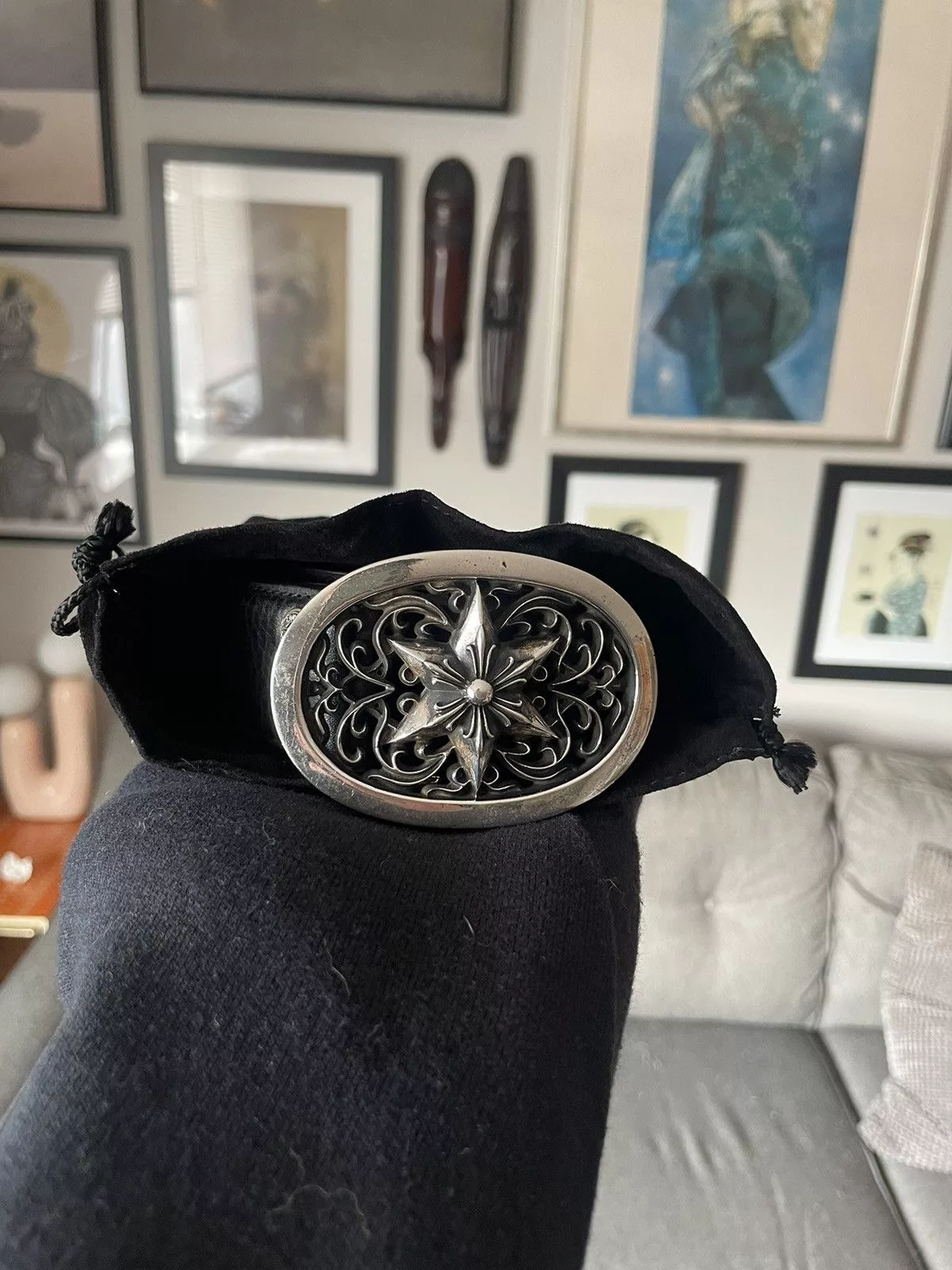 Chrome Hearts Belts Chrome Hearts Oval Star Belt Black