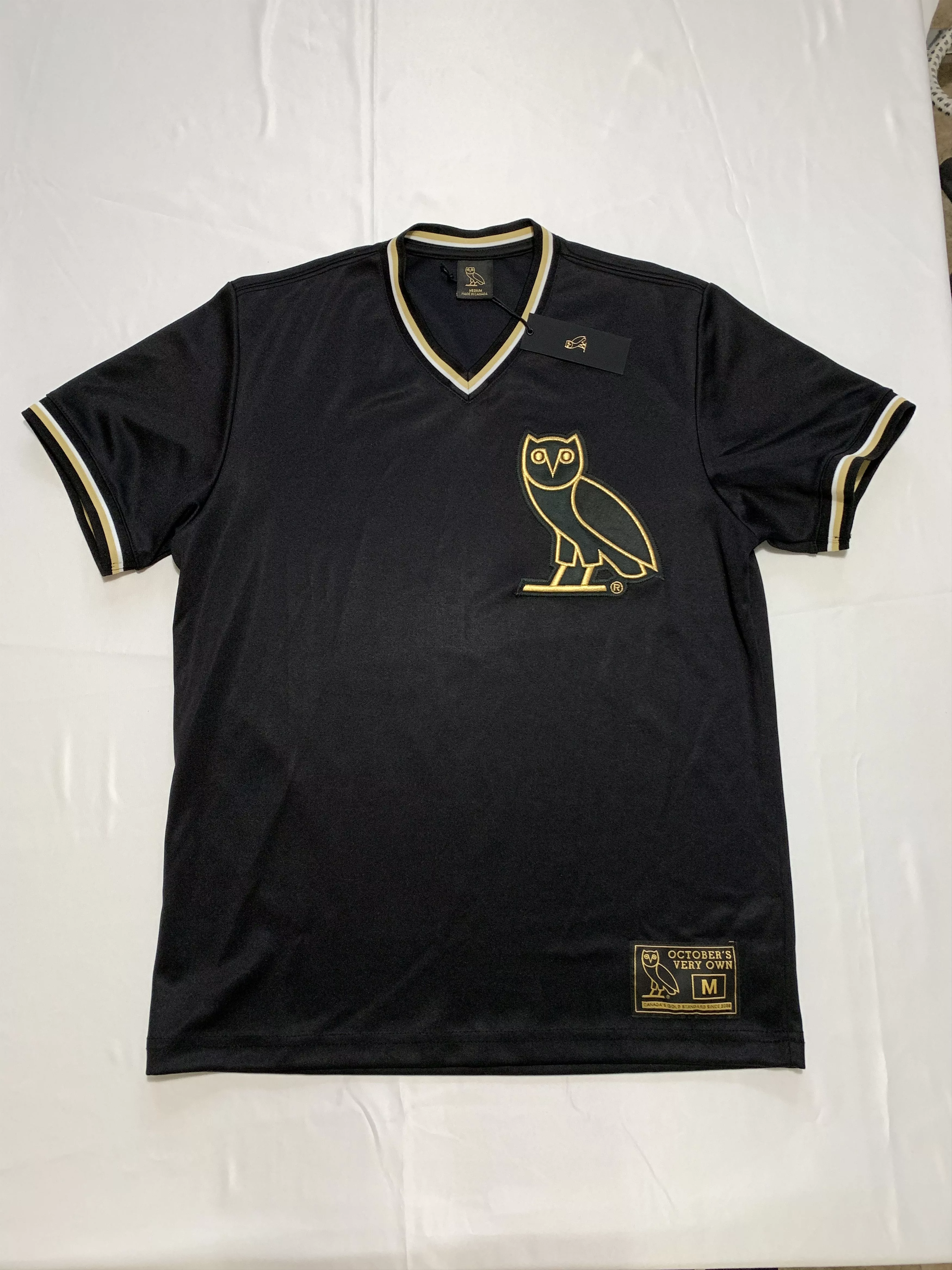 Drake Jerseys Drake × October's Very Own OVO V-NECK BASEBALL JERSEY BRAND NEW⚾🦉 Black