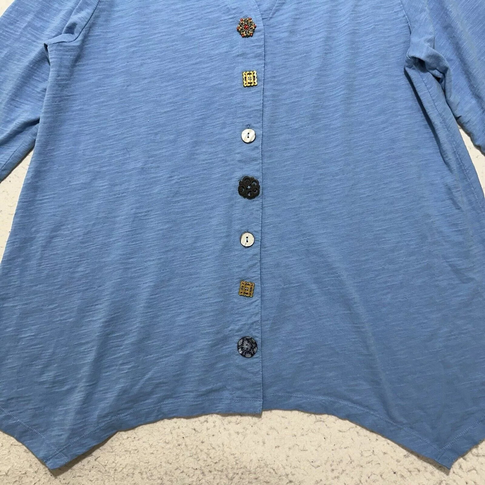 Other Blouses Other Soft Surroundings XL Blue Danielle Button Front Tunic Blouse