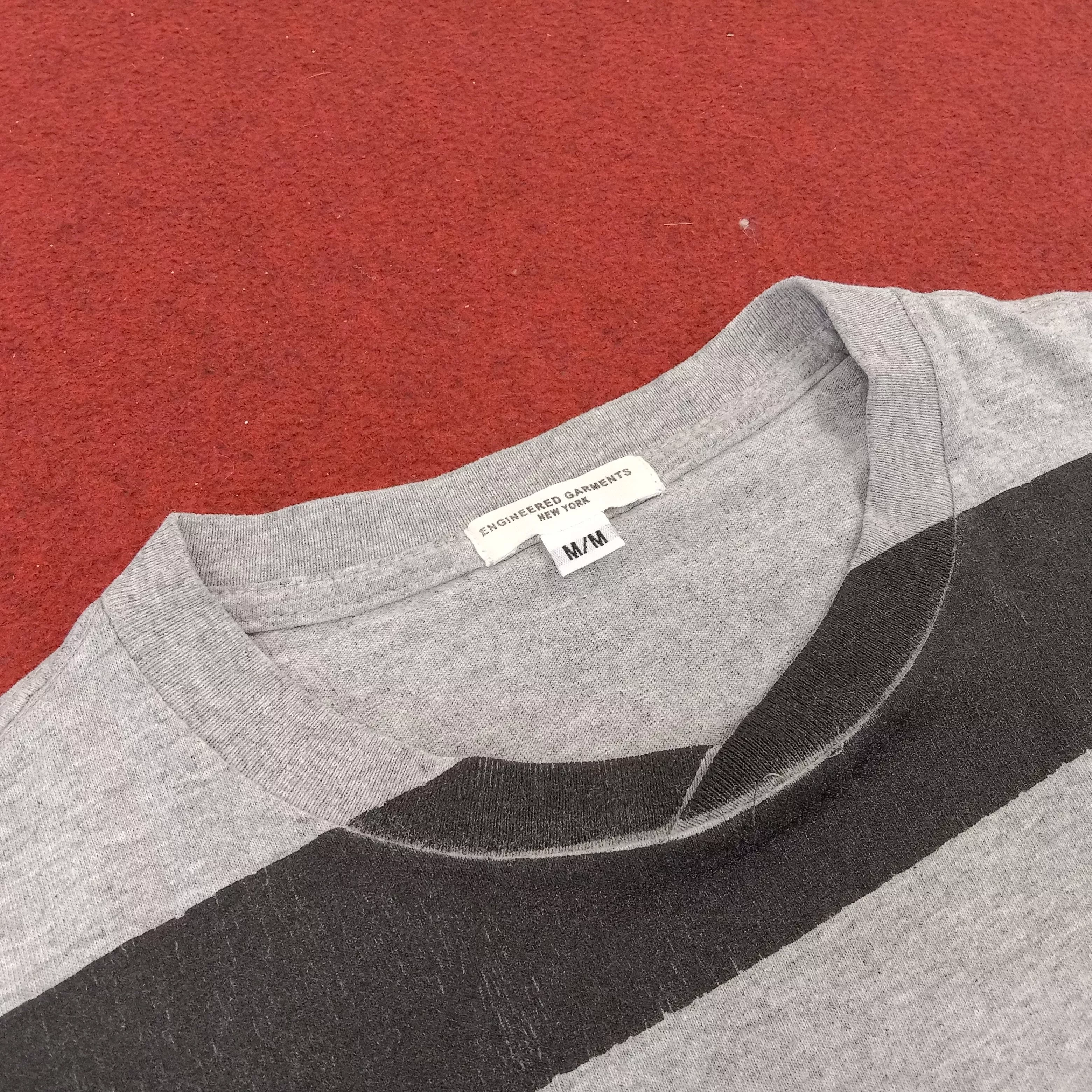 Engineered Garments Short Sleeve T Shirts Engineered Garments × Vintage Engineered Garments Streetwear Stripes Pocket Style Tshirt Gray