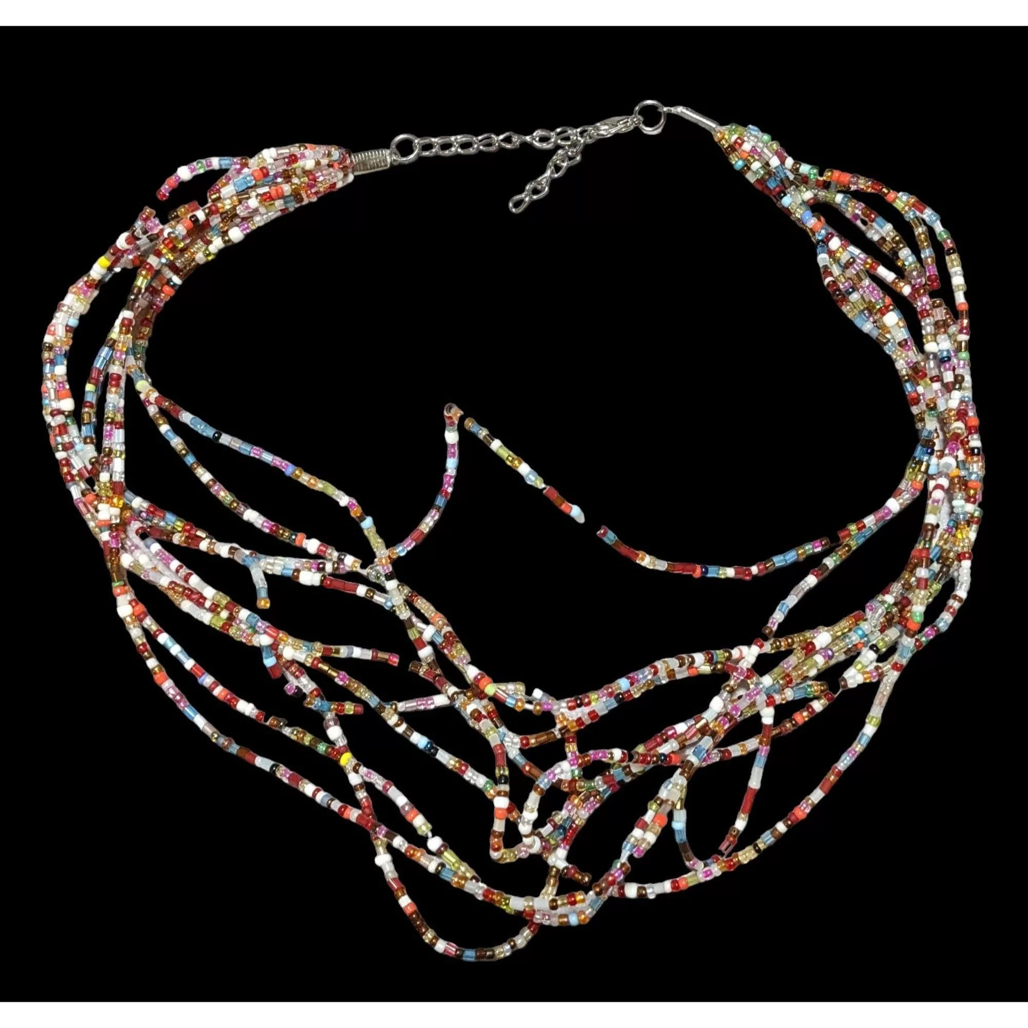 Other Necklaces Other Chaotic Rainbow Beaded Necklace Multi