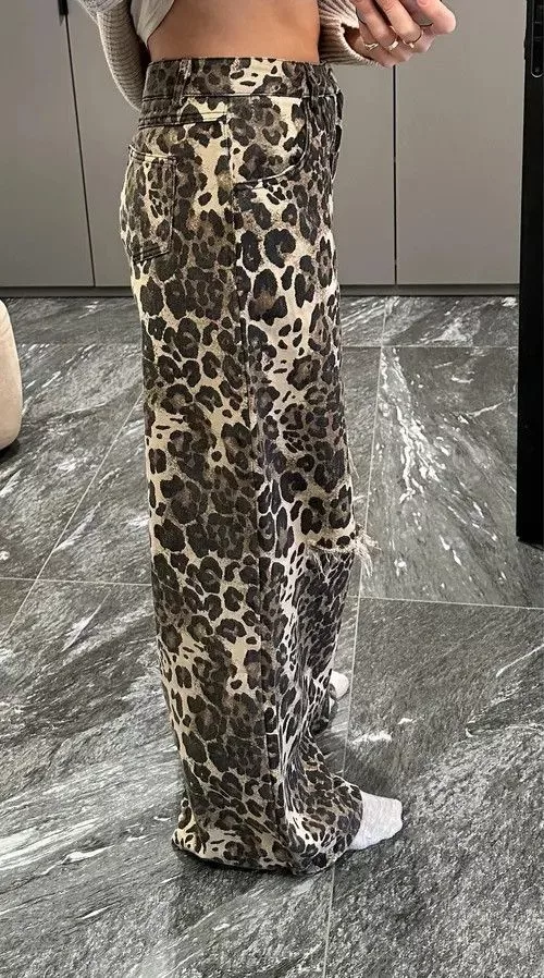 Jean Jeans Leopard Ripped Wide Leg Jeans Multi Avant-Garde