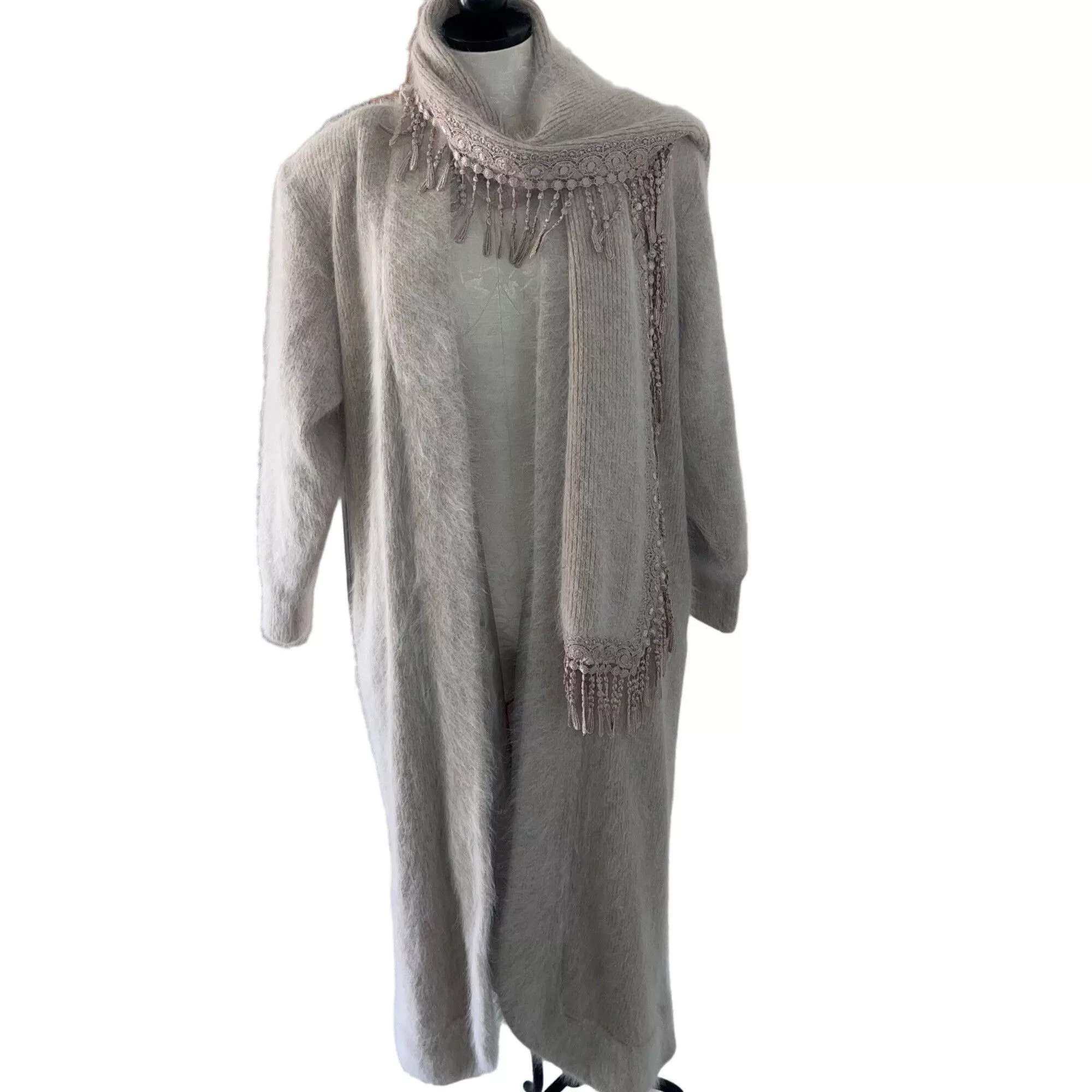 Vintage Coats Venesha Vintage Womens Sweater Coat Size Medium Beige