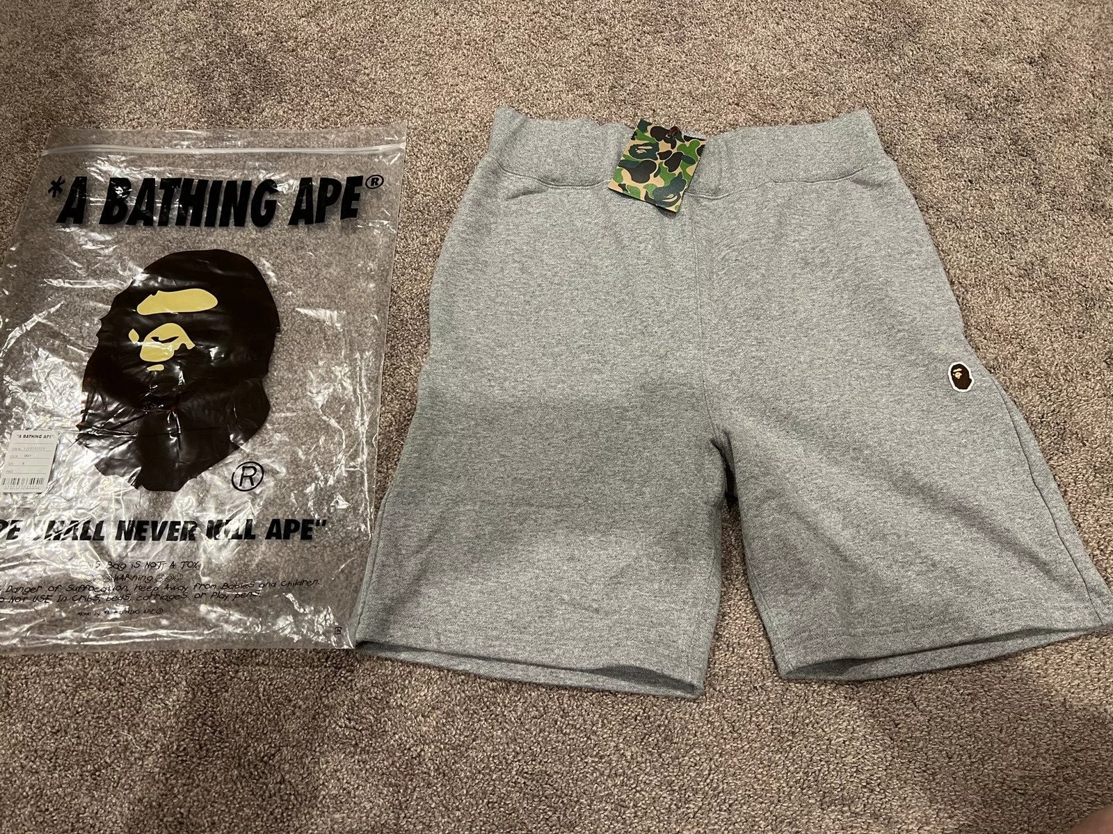 Bape Shorts Bape Ape Head One Point Sweat Shorts Gray