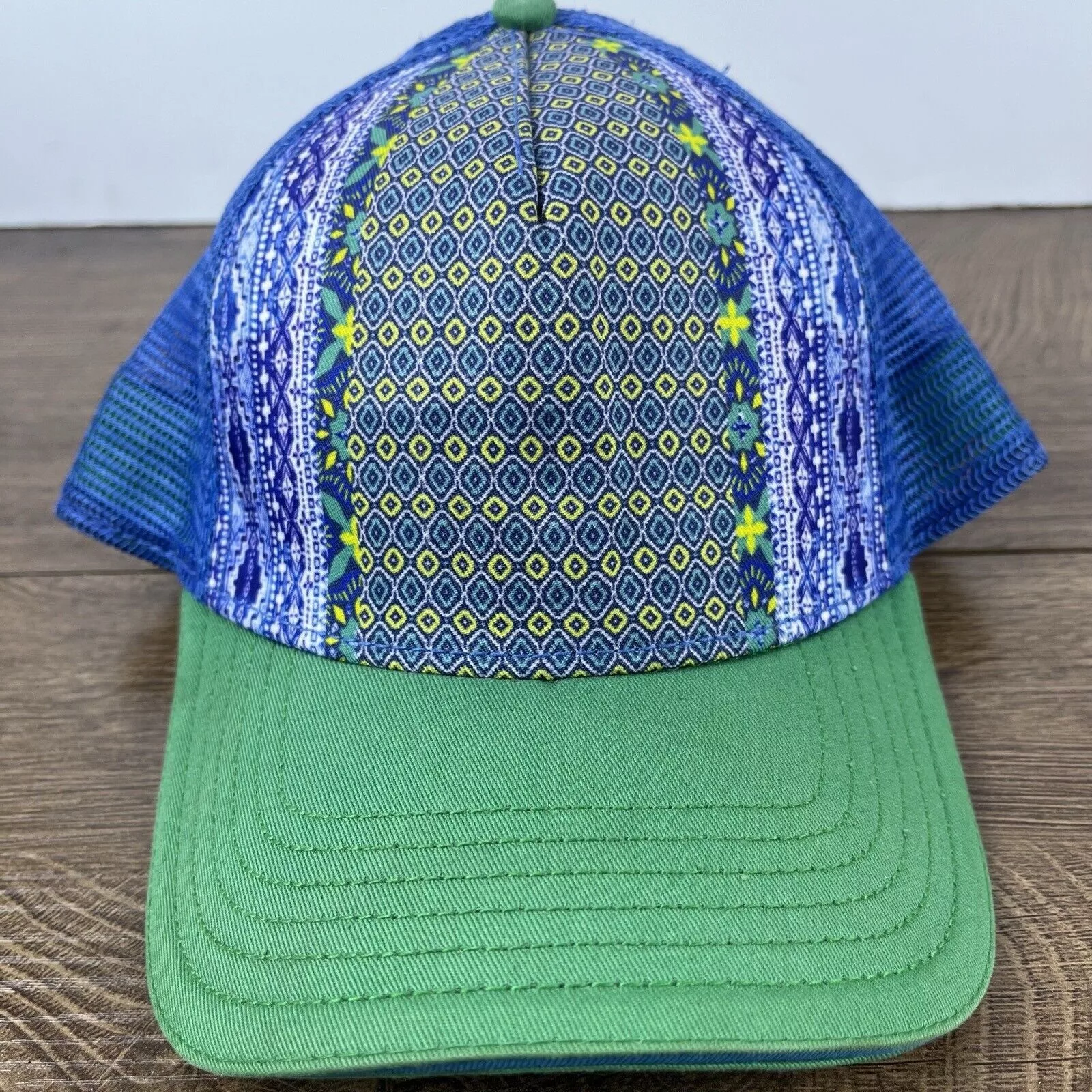 Other Hats Other Farmer Hat Blue Green Yellow Snapback Hat Blue Adjustable Ha