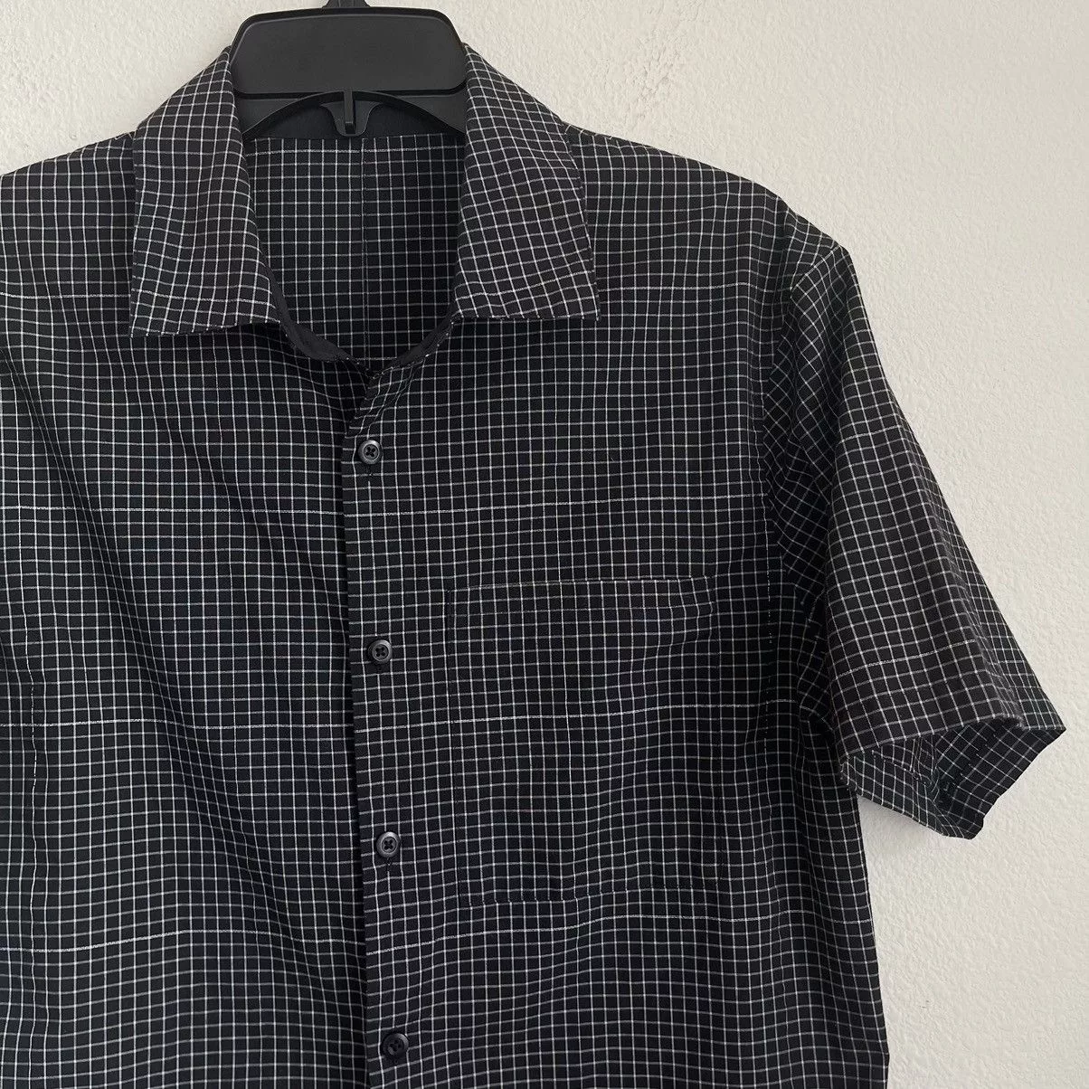 Lululemon Shirts Button Ups Lululemon Button Down Short Sleeve Checkered Pocket Shirt Black