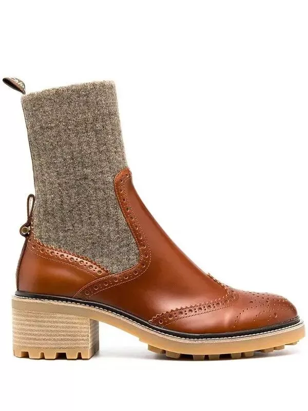 Chloe Boots Chloe o1loc1c0624 CHC20 Franne Ankle Boots in Classic Tobacco Multi