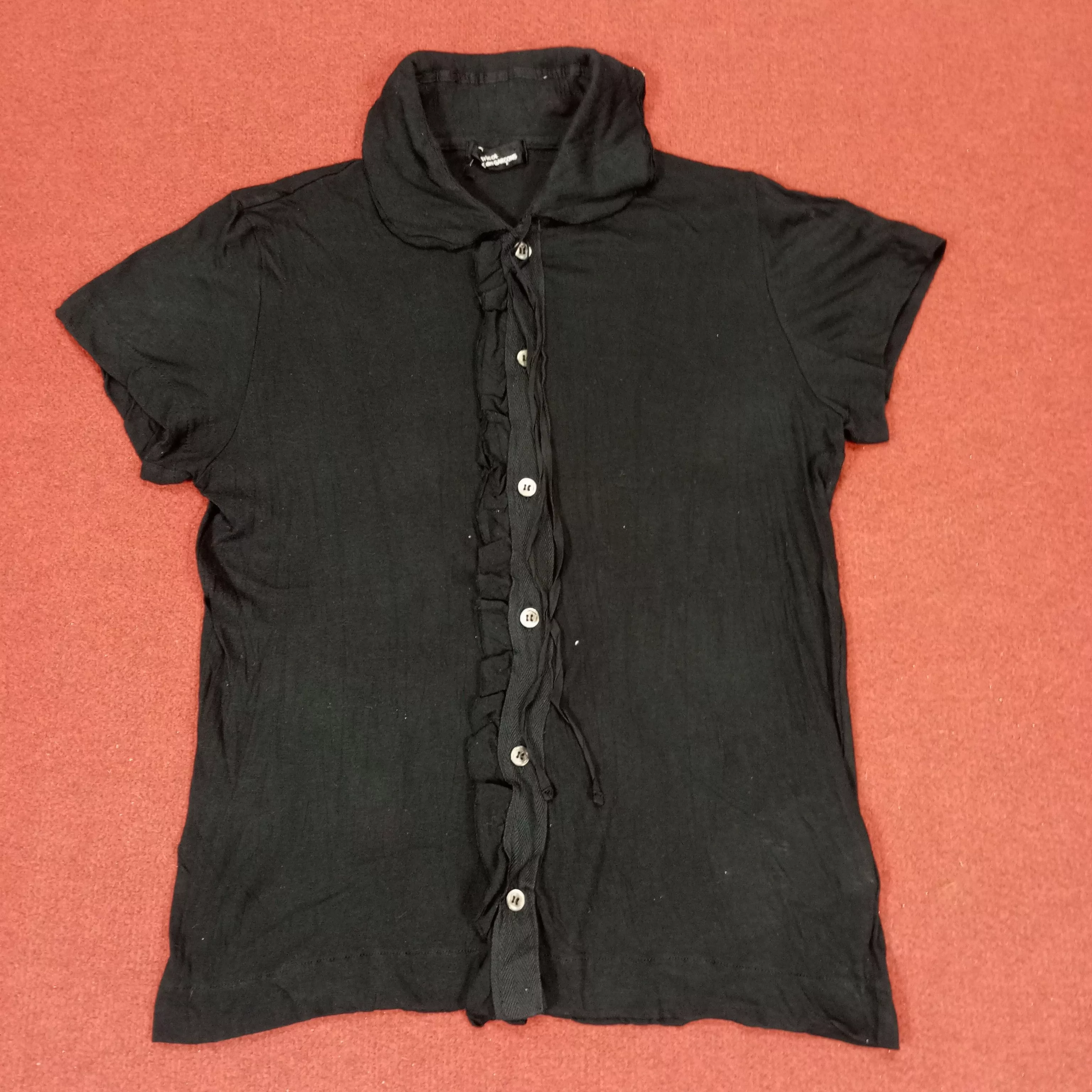 Designer Button Ups Designer × Tricot Comme des Garcons × Vintage Tricot Comme Des Garcons Fashion Style Shirt Japanese Brand Black