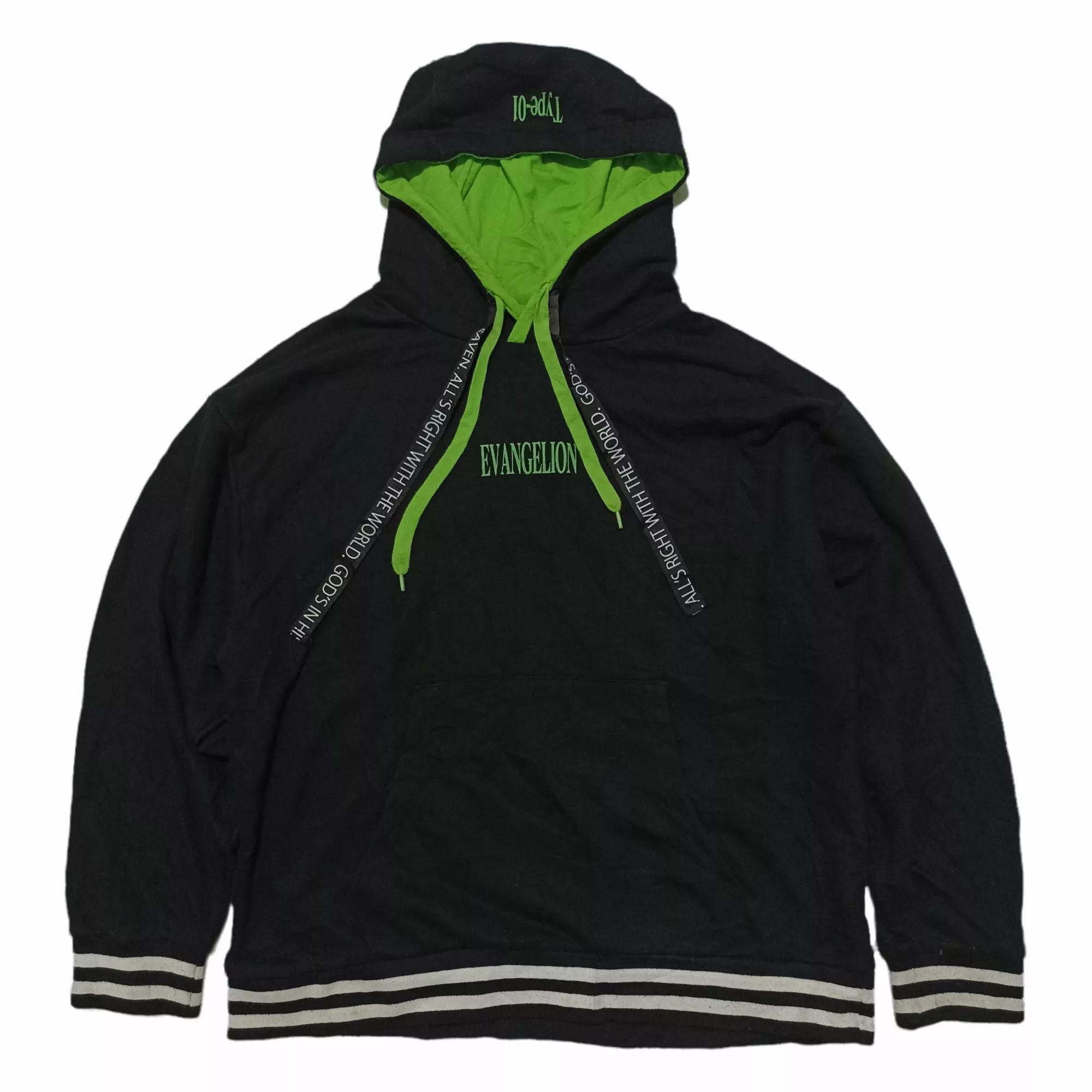 Anime Sweatshirts Hoodies Anime × Cartoon Network Vintage Evangelion Neon Genesis Type-01 Hoodie Black
