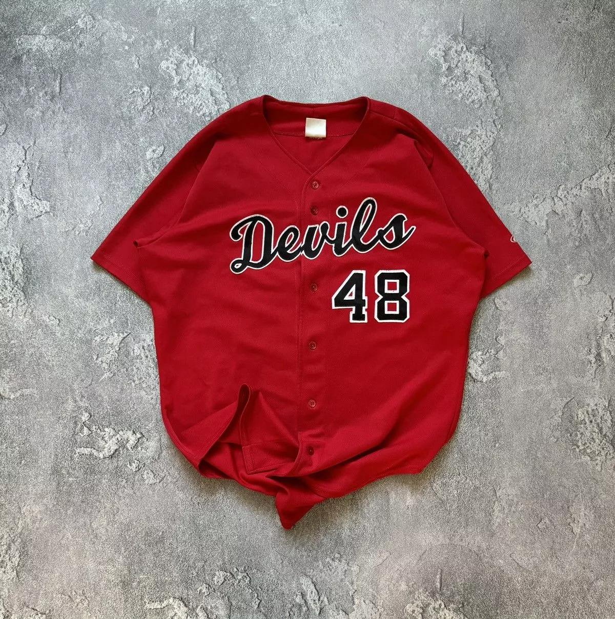 NHL Jerseys NHL × Vintage Devils 48 Rutti XL Red vintage button up jersey polo tee Sportswear