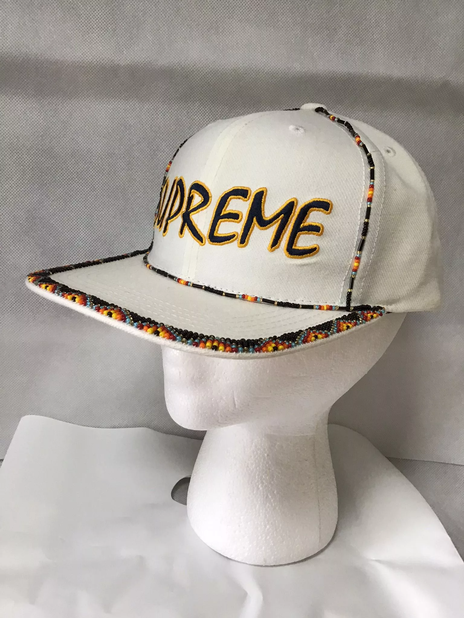 Supreme Hats Supreme Beaded 6 Panel NWT White