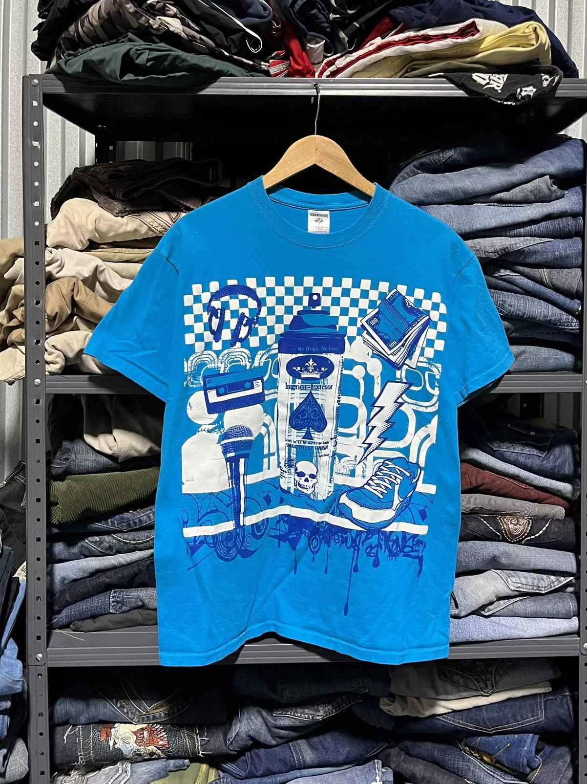 Ecko Unltd. Short Sleeve T Shirts Ecko Unltd. × JNCO × Vintage Crazy Y2K Graffiti Skater Grunge Tee Shirt Ecko JNCO Style Blue