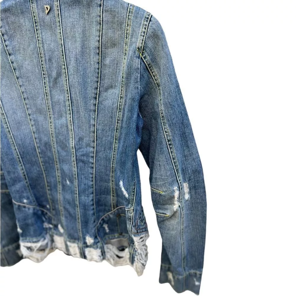 Dondup Denim Jackets Dondup Made in Italy Distressed Jeans Jacket Size Medium Blue