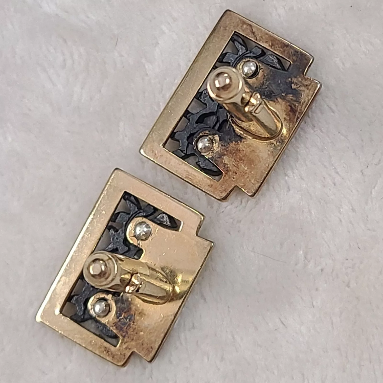 Vintage Miscellaneous Vintage Anson Gold Tone & Black Cufflinks