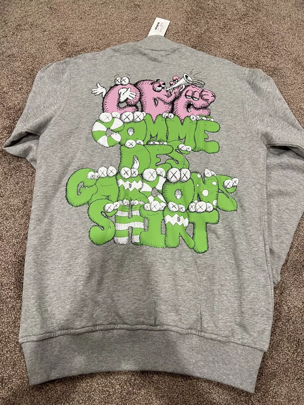 Comme des Garcons Sweatshirts Hoodies Comme des Garcons × Kaws Brand new Comme des garçons X kaws zip sweatshirt print XL Gray