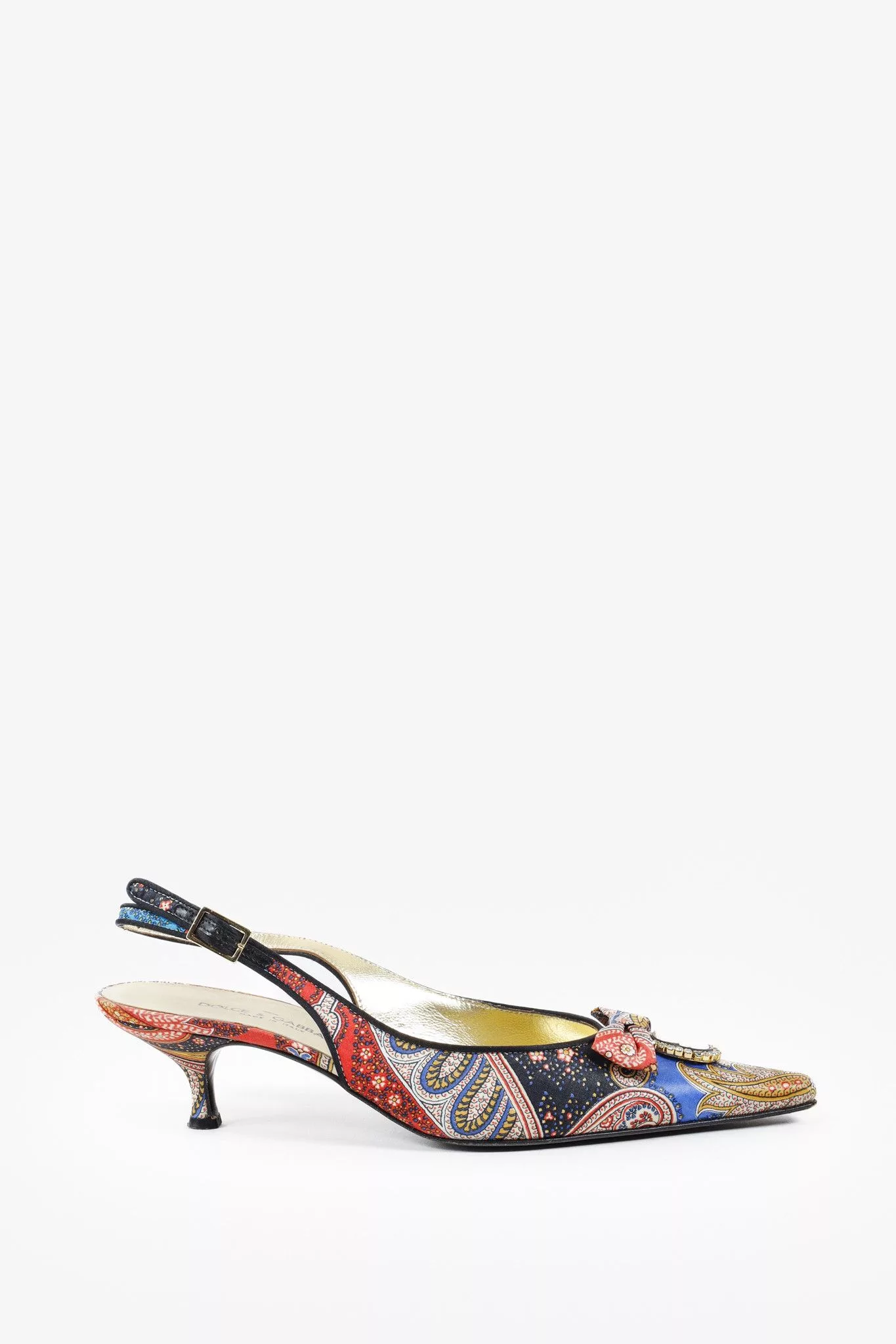 Dolce & Gabbana Heels Dolce & Gabbana Patchwork Print Cameo Slingback Heels Multi