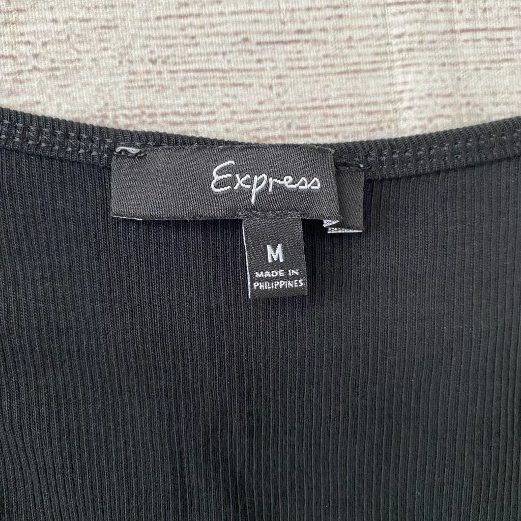 Express Tank Tops Express women M black sequin front ribbed tank top