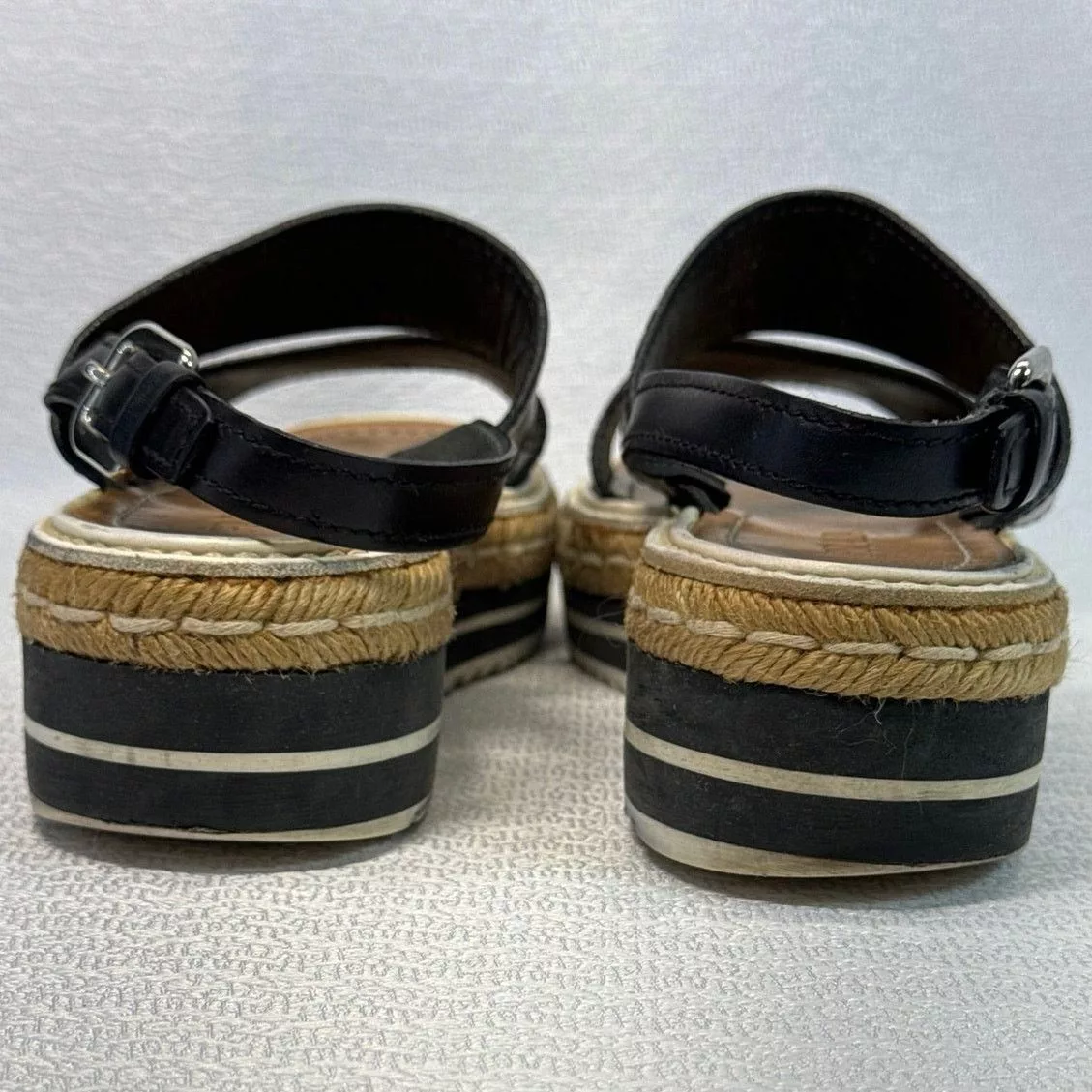Prada Sandals Prada Black Espadrille Platform Sandals women sz 38.5 US 8