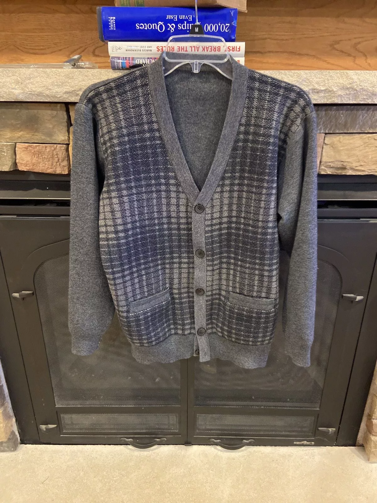 Vintage Light Jackets Vintage Grey Checked Cardigan Gray