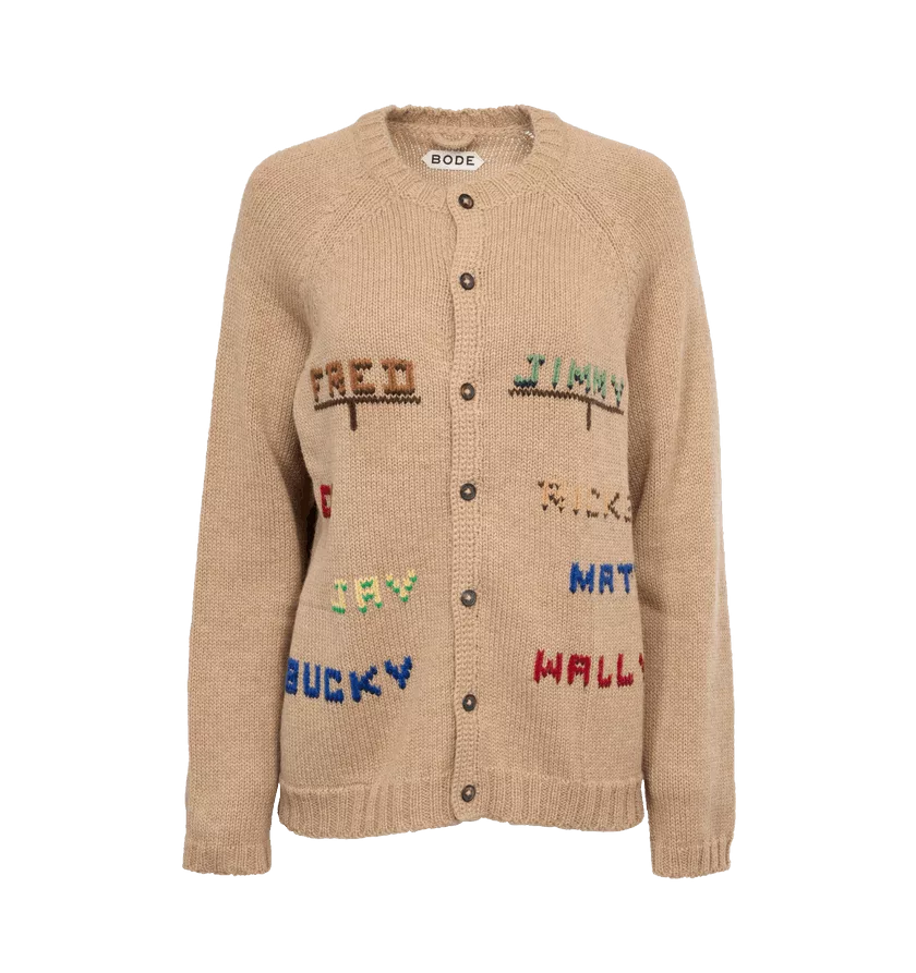 Bode Sweaters Bode o1h1sh10624 Cardigan in Tan Brown