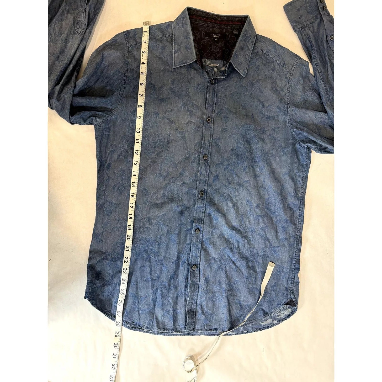 Ted Baker Shirts Button Ups Ted Baker Blue Button Down Shirt Contrast Chambray - Men 16