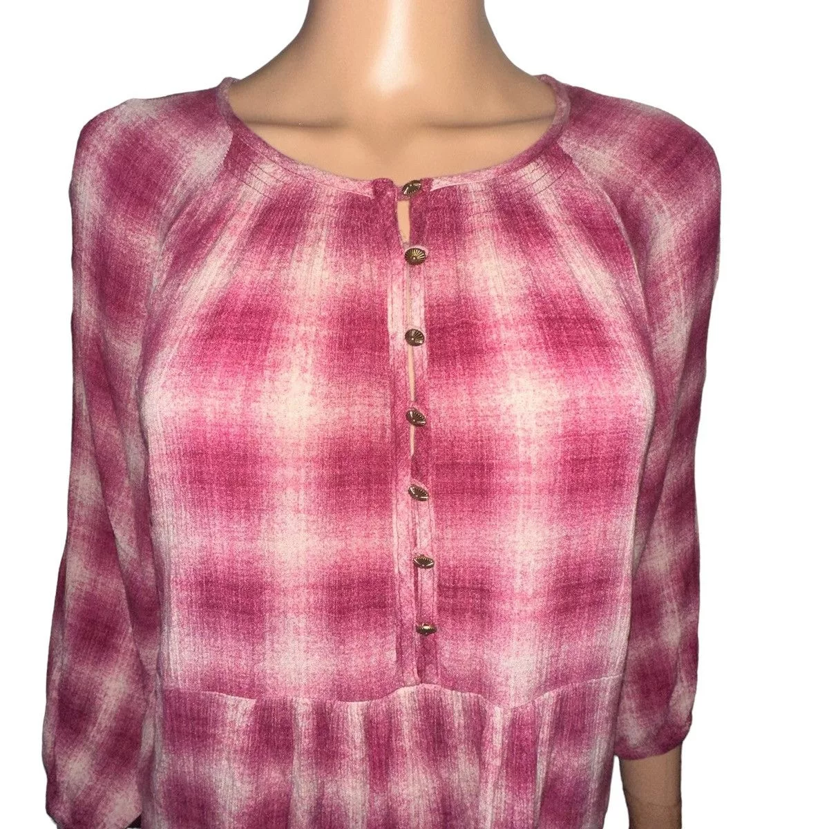 Anthropologie Blouses Anthropologie Maeve plaid peplum top Pink