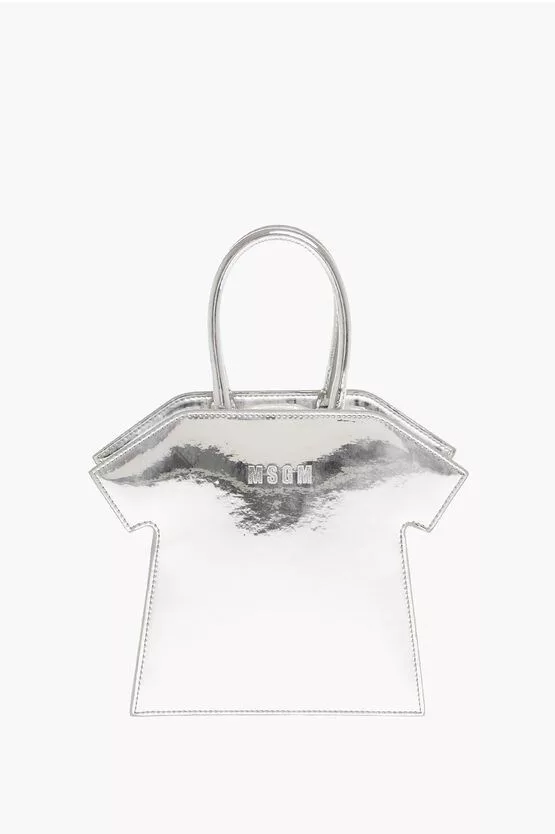 MSGM Shoulder Bags MSGM og1mm0724 Size: OS / Glossy Shoulder Strap Hand Bag Silver
