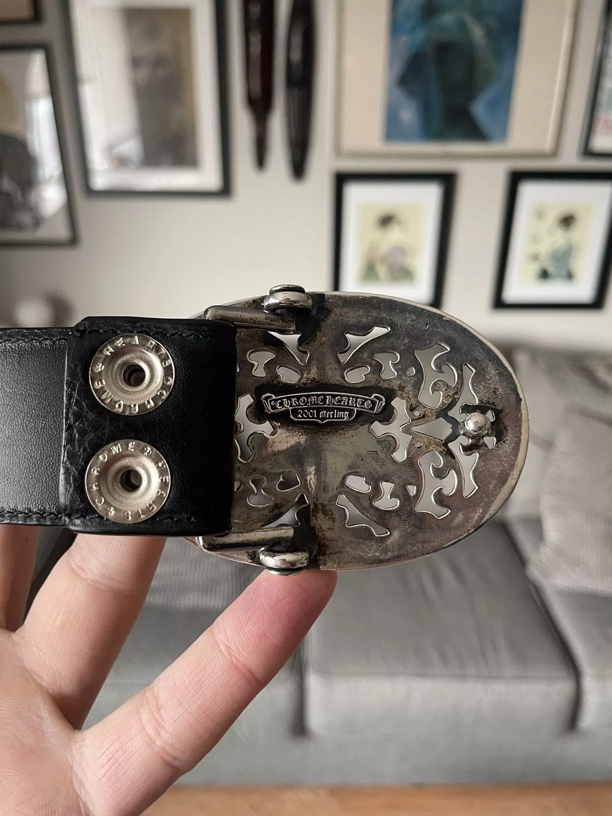 Chrome Hearts Belts Chrome Hearts Oval Star Belt Black