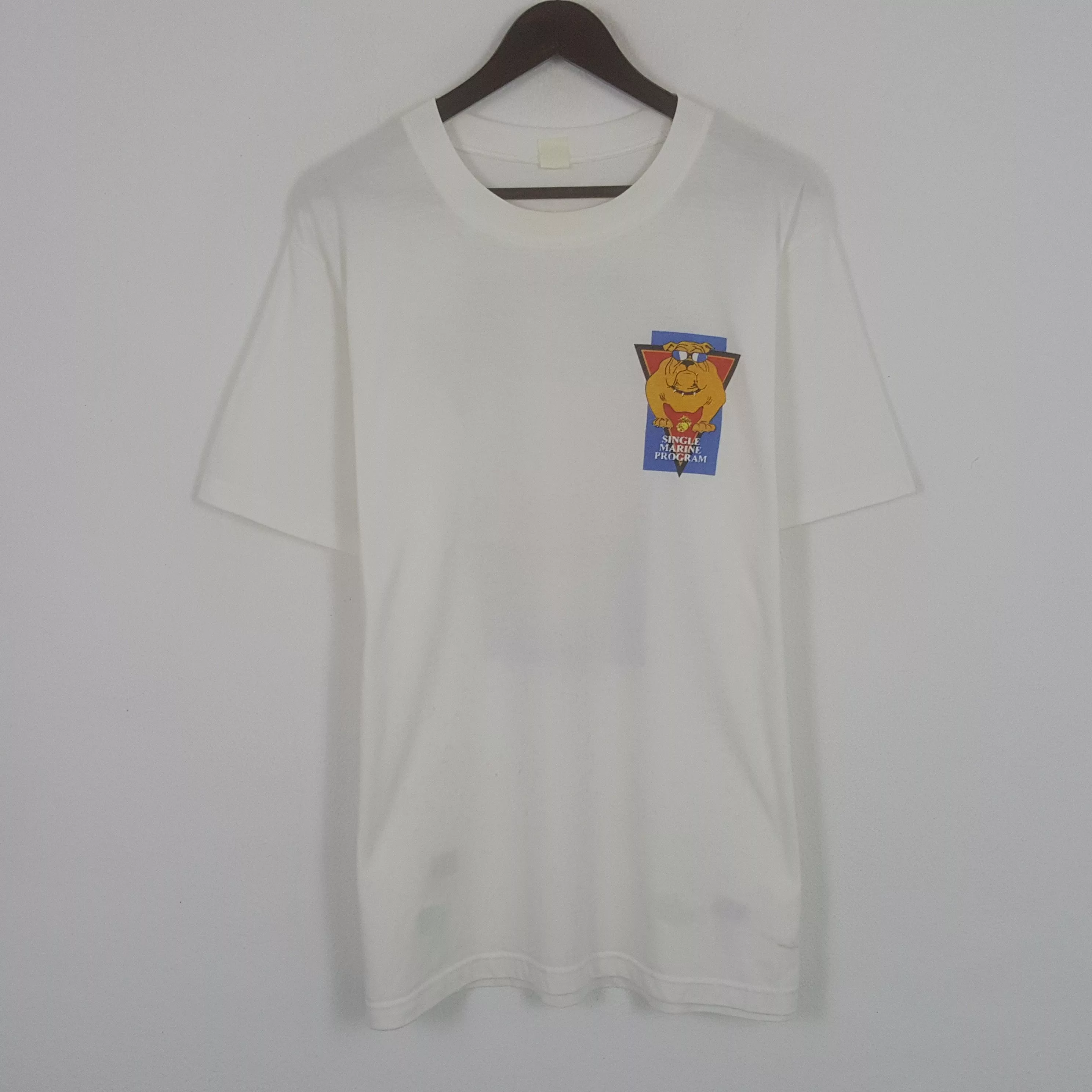 Vintage Short Sleeve T Shirts Vintage Single Marine Program Tshirt White Streetwear