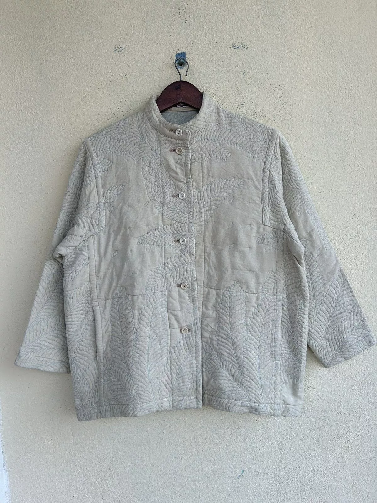 Issey Miyake Light Jackets Issey Miyake Mandarin Colar Button Ups Jacket White
