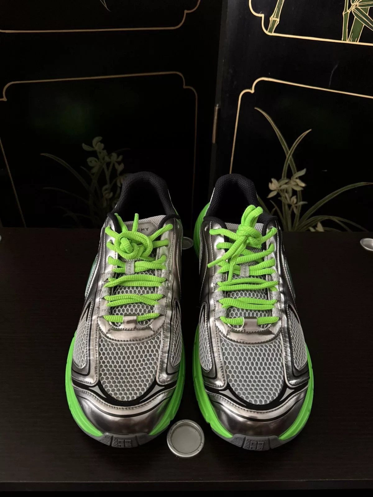 Givenchy Low Top Sneakers Givenchy TK-MX Silver/Green Runner Sneaker