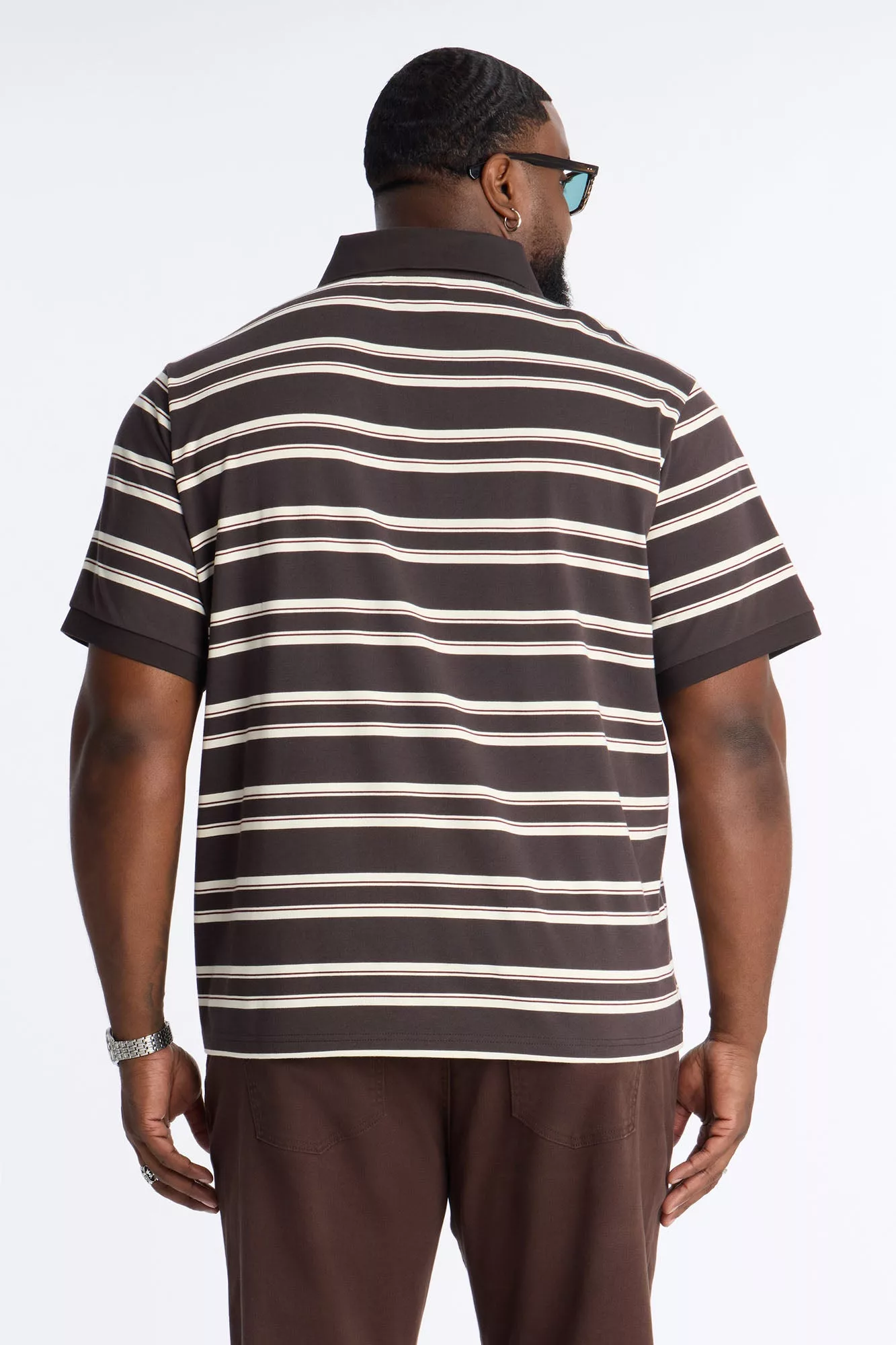 Casey Stripe Polo - Brown/combo