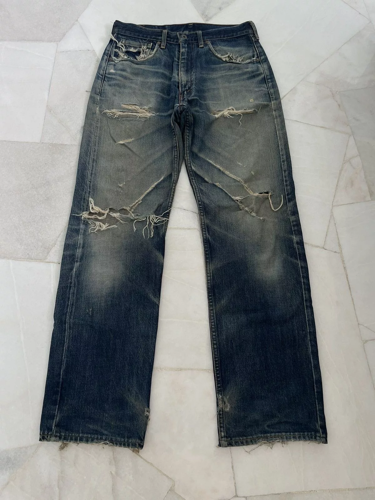 Levi's Denim Levi's × Vintage VINTAGE 90s LEVIS THRASHED & DISTRESSED JEANS Blue Streetwear