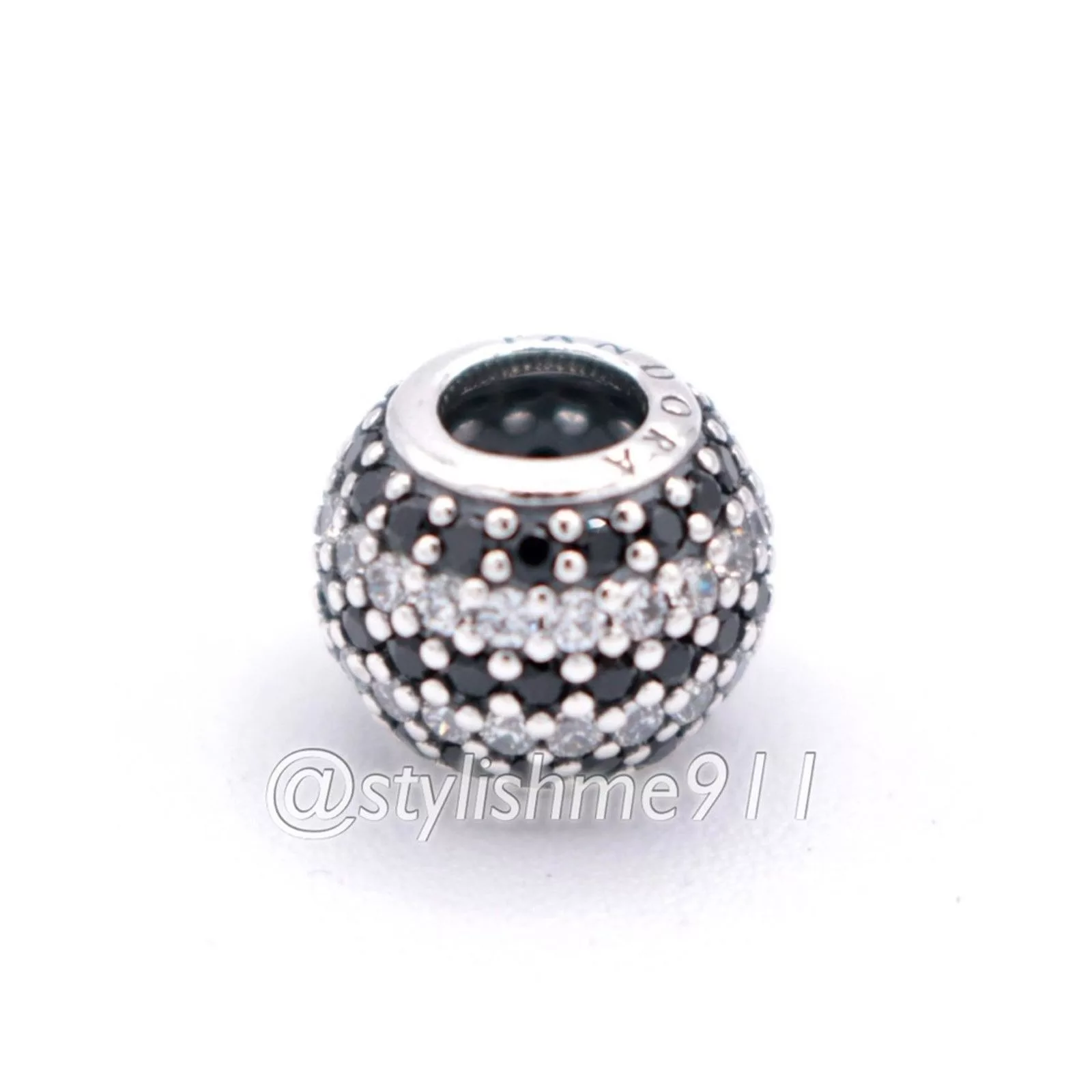 pandora Charms Authentic PANDORA Black Nautical Pave Lights Charm Silver