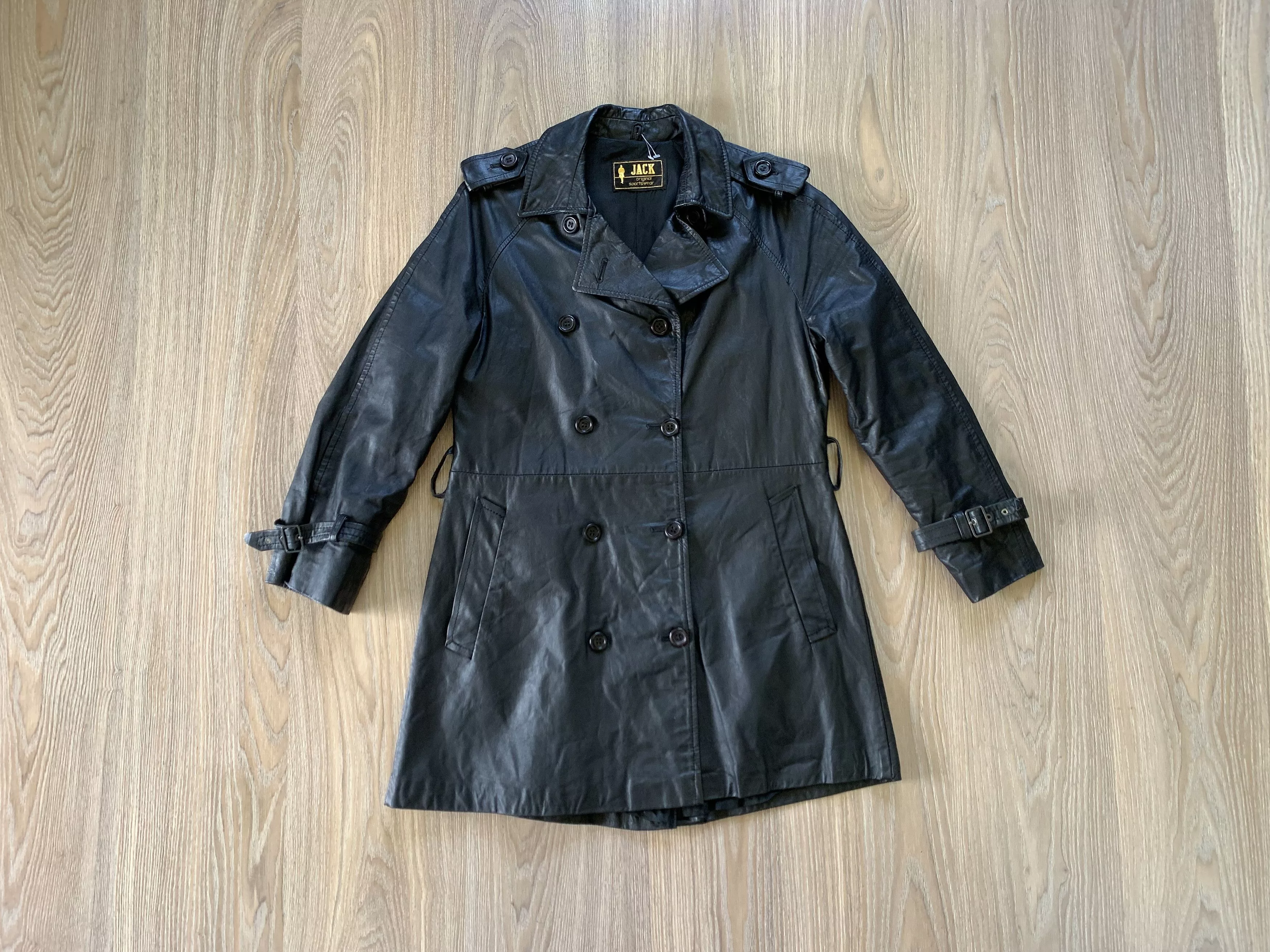 Genuine Leather Leather Jackets Genuine Leather × Vintage Jack Vintage Long Leather Jacket Black