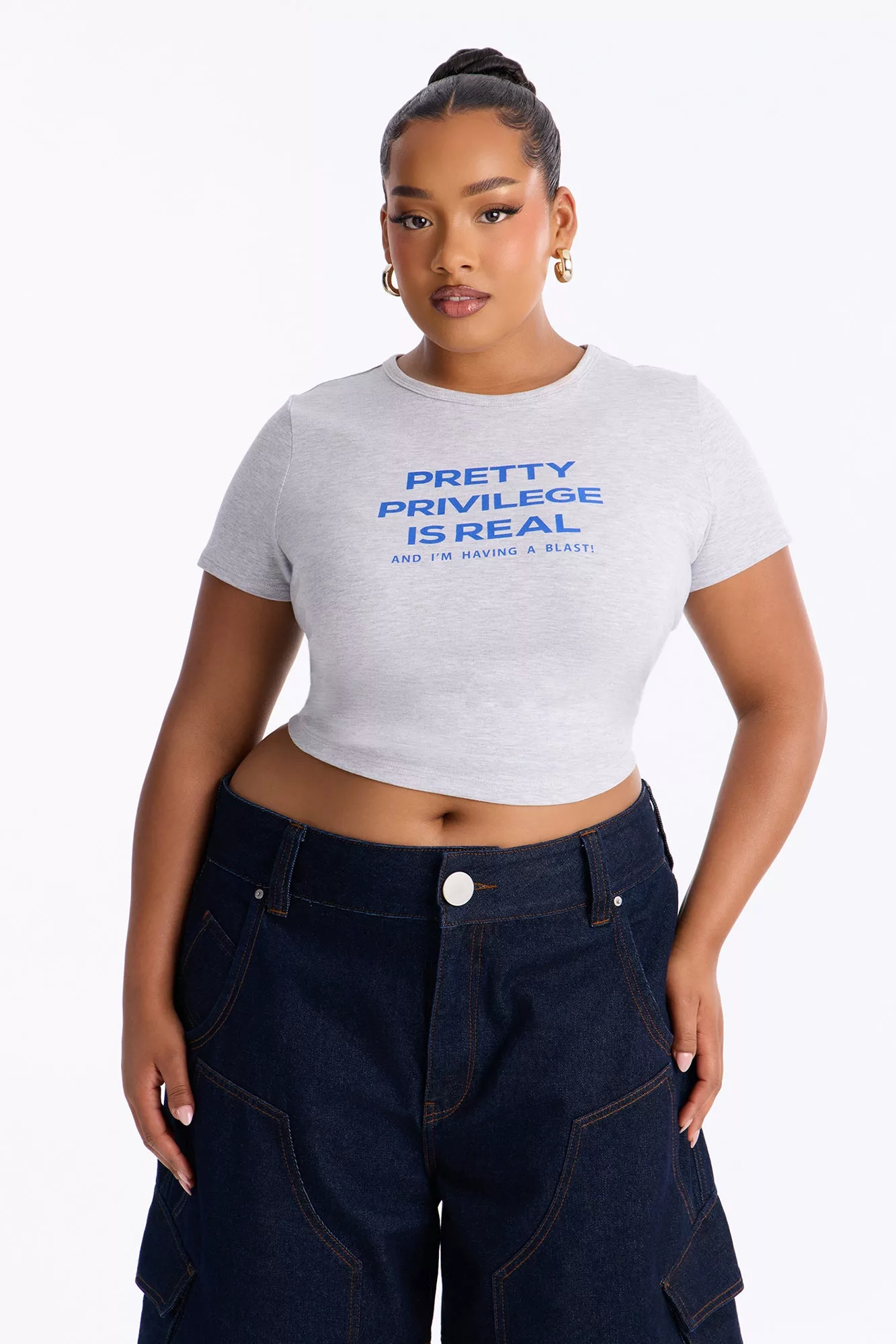 Pretty Privilege Is Real Baby Tee - Heather Grey