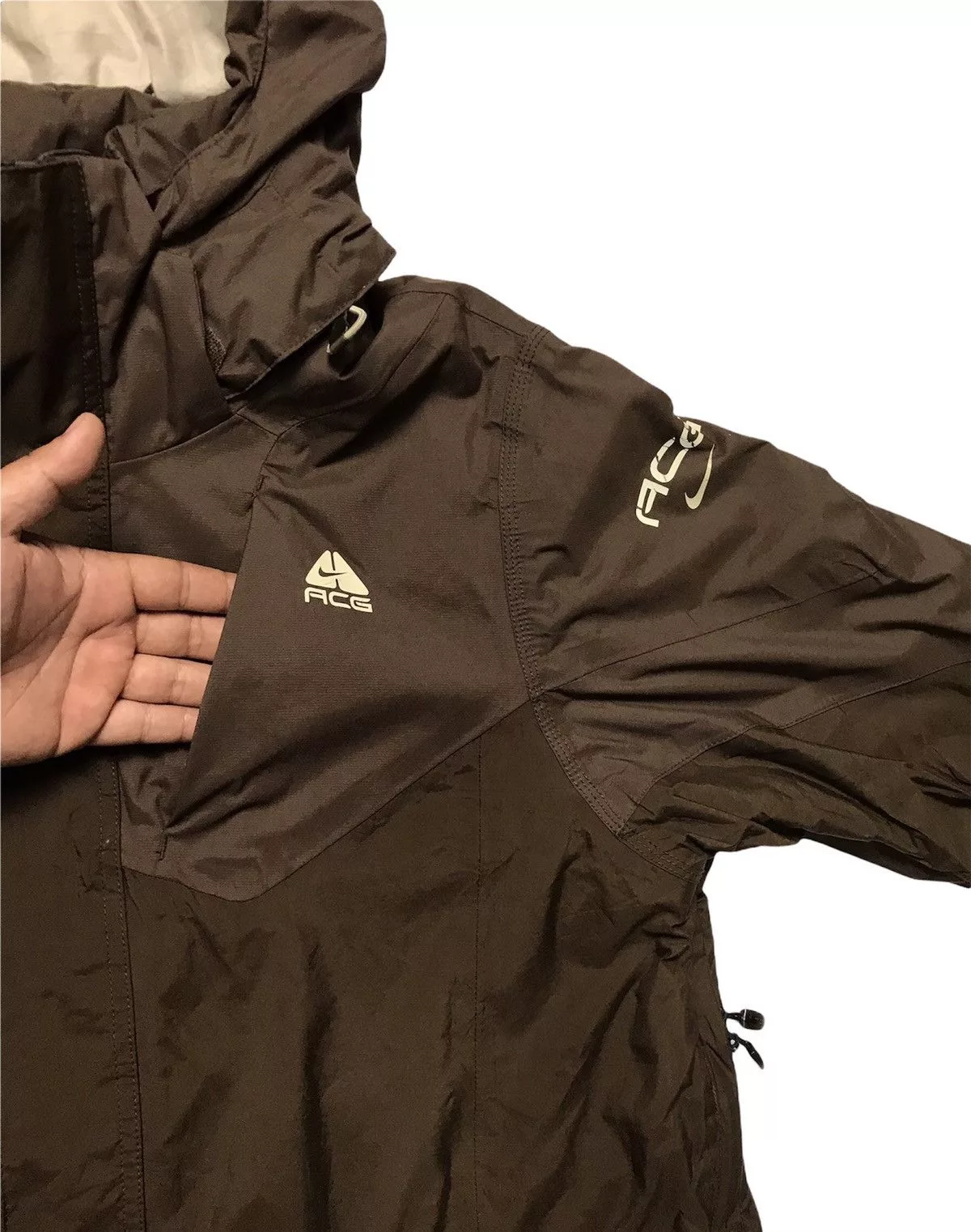 Nike ACG Raincoats Nike ACG × Vintage Nike ACG Outer Layer Couche Extreme Waterproof Jacket Brown