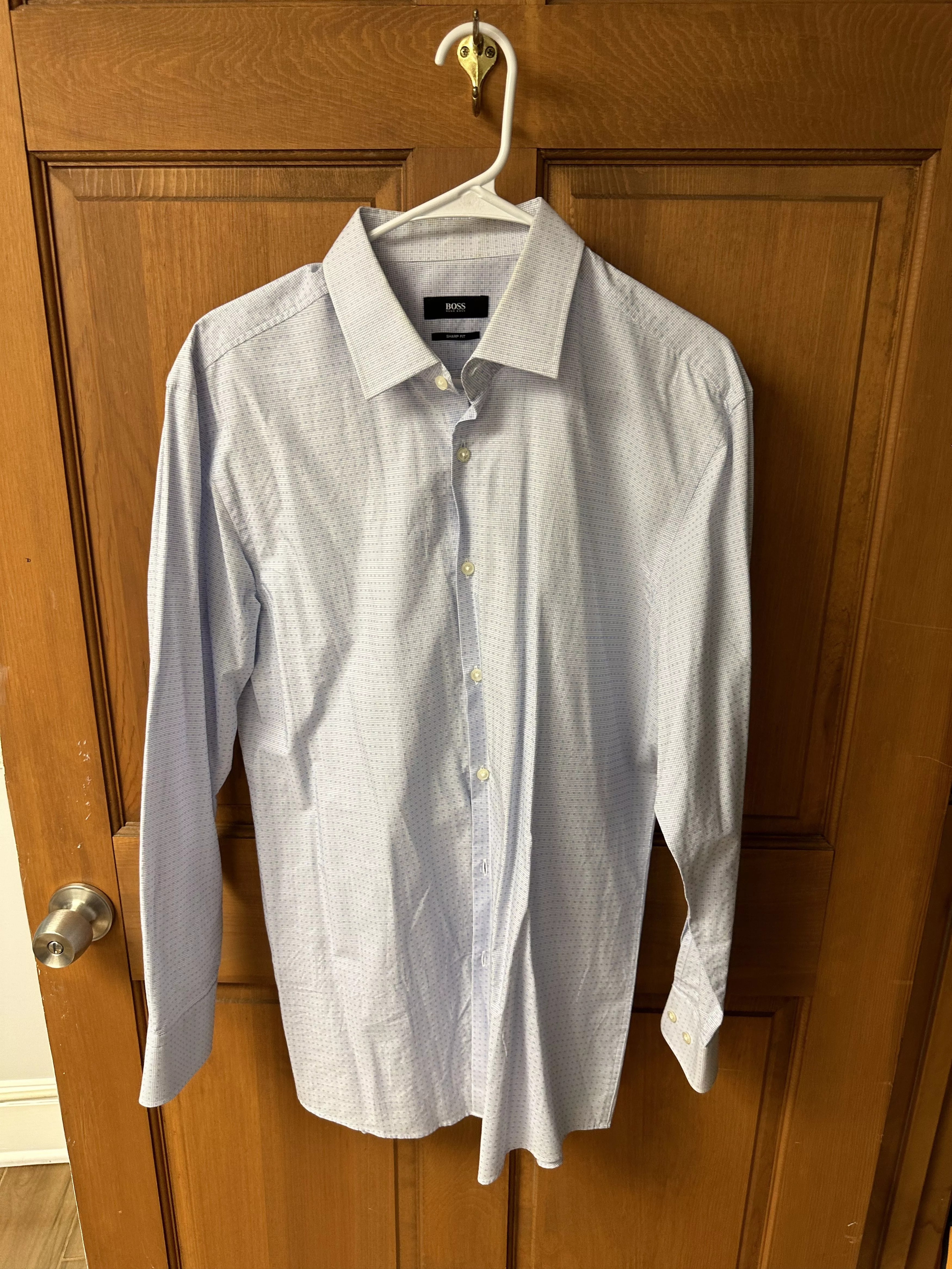 Hugo Boss Shirts Button Ups Hugo Boss Men's Light Blue and White Dress Shirt Size 16.5 Multi