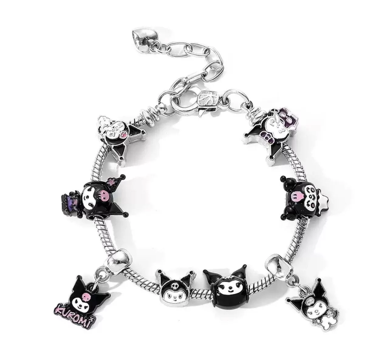 Vintage Bracelets Vintage Bracelet with Cute Anime Cartoon Design Silver Streetwear