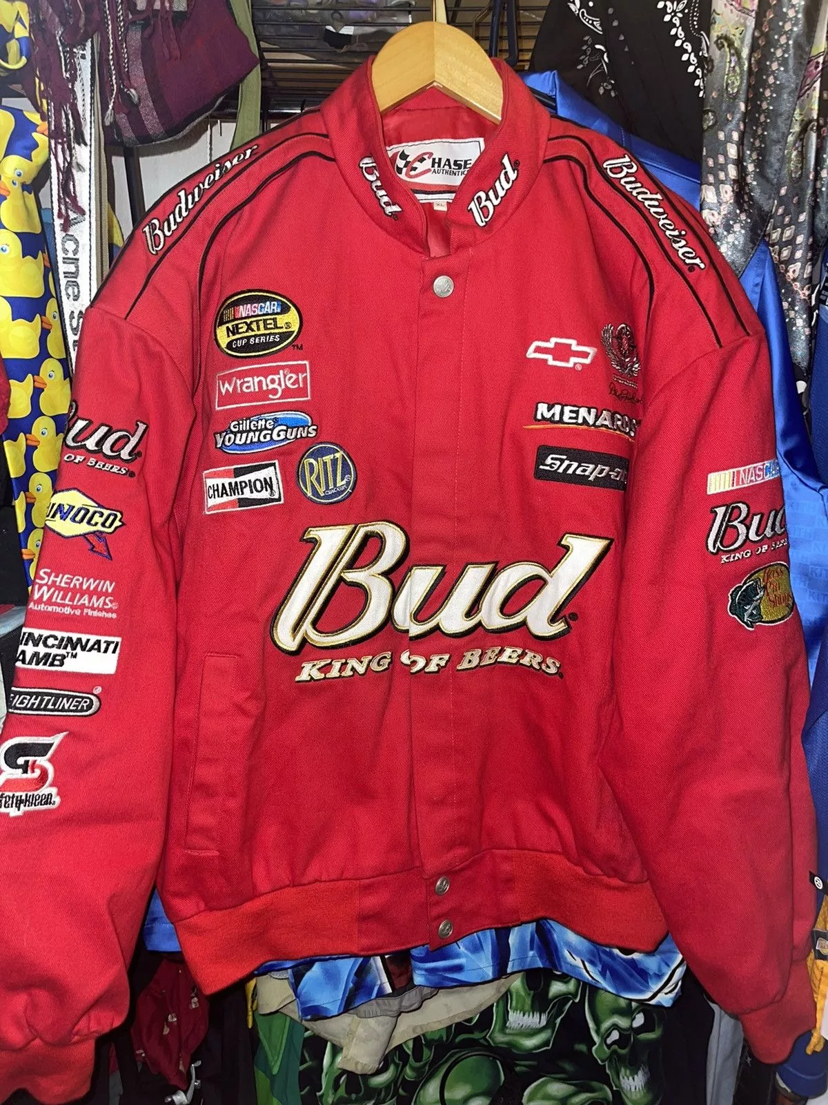 Chase Authentics Light Jackets Chase Authentics × NASCAR × Vintage Chase Authentics Dale Budweiser NASCAR Jacket Sz XL Red