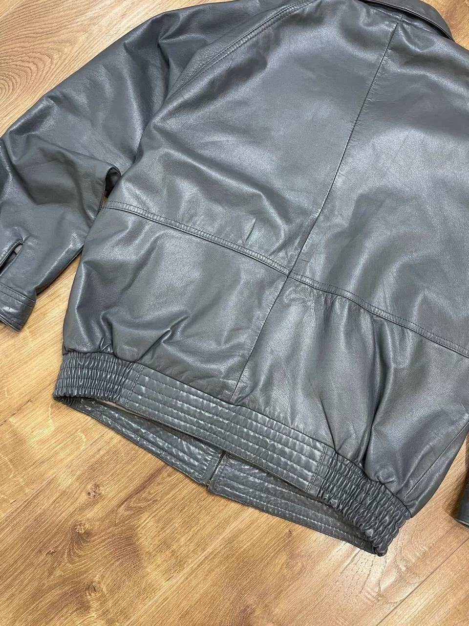 Genuine Leather Leather Jackets Genuine Leather × Vintage Vintage Y2K Aviator Top Gun Genuine Leather Jacket Bomber Gray