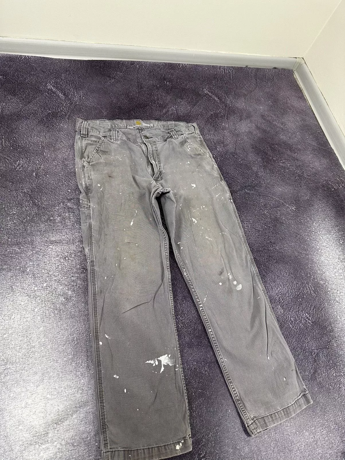 Carhartt Denim Vintage Carhartt Work Gray Painted Hype Baggy Pants Jeans Streetwear