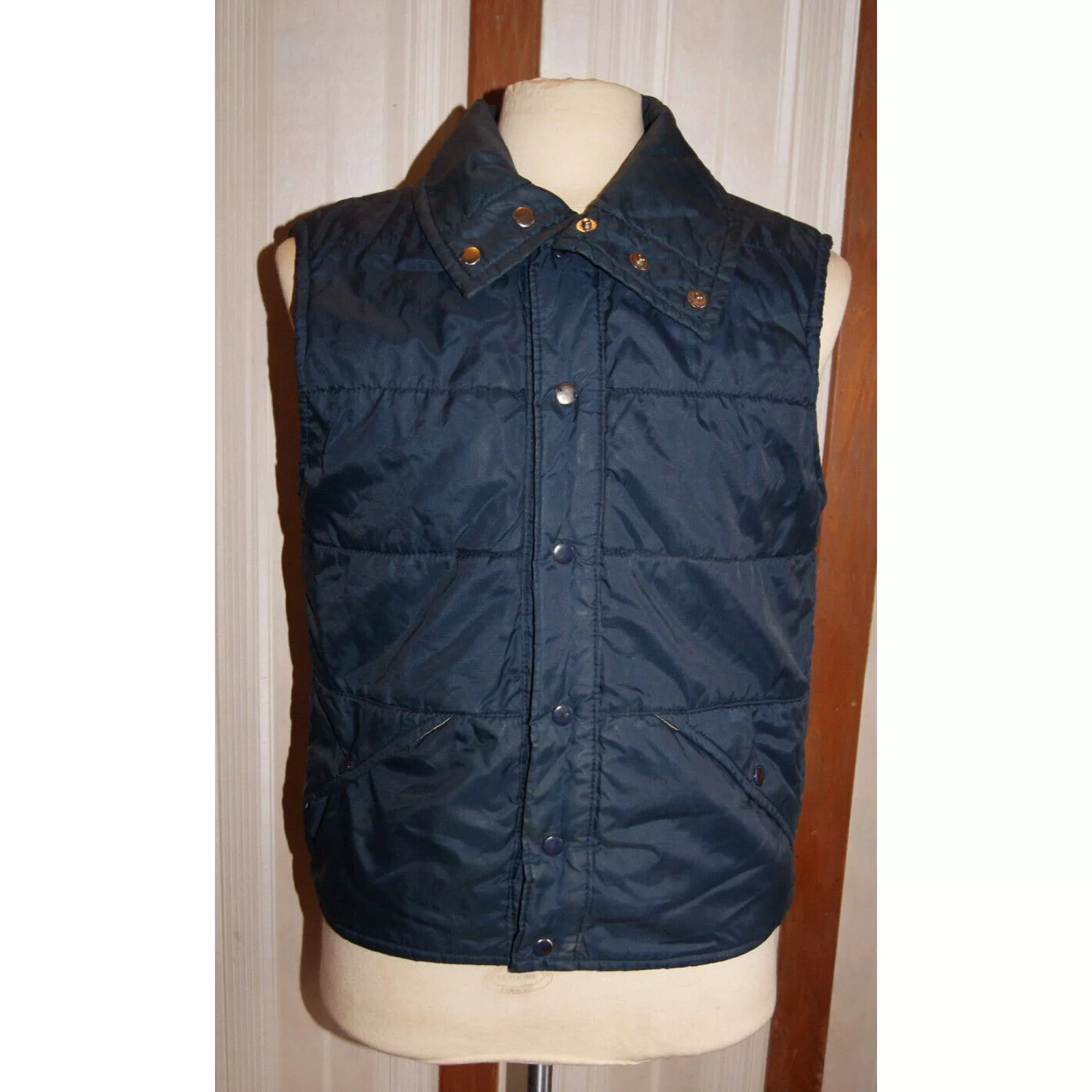 Other Heavy Coats Other VTG 70s ENVOY Puffer Nylon M Winter Vest Snap Coat Western Blue