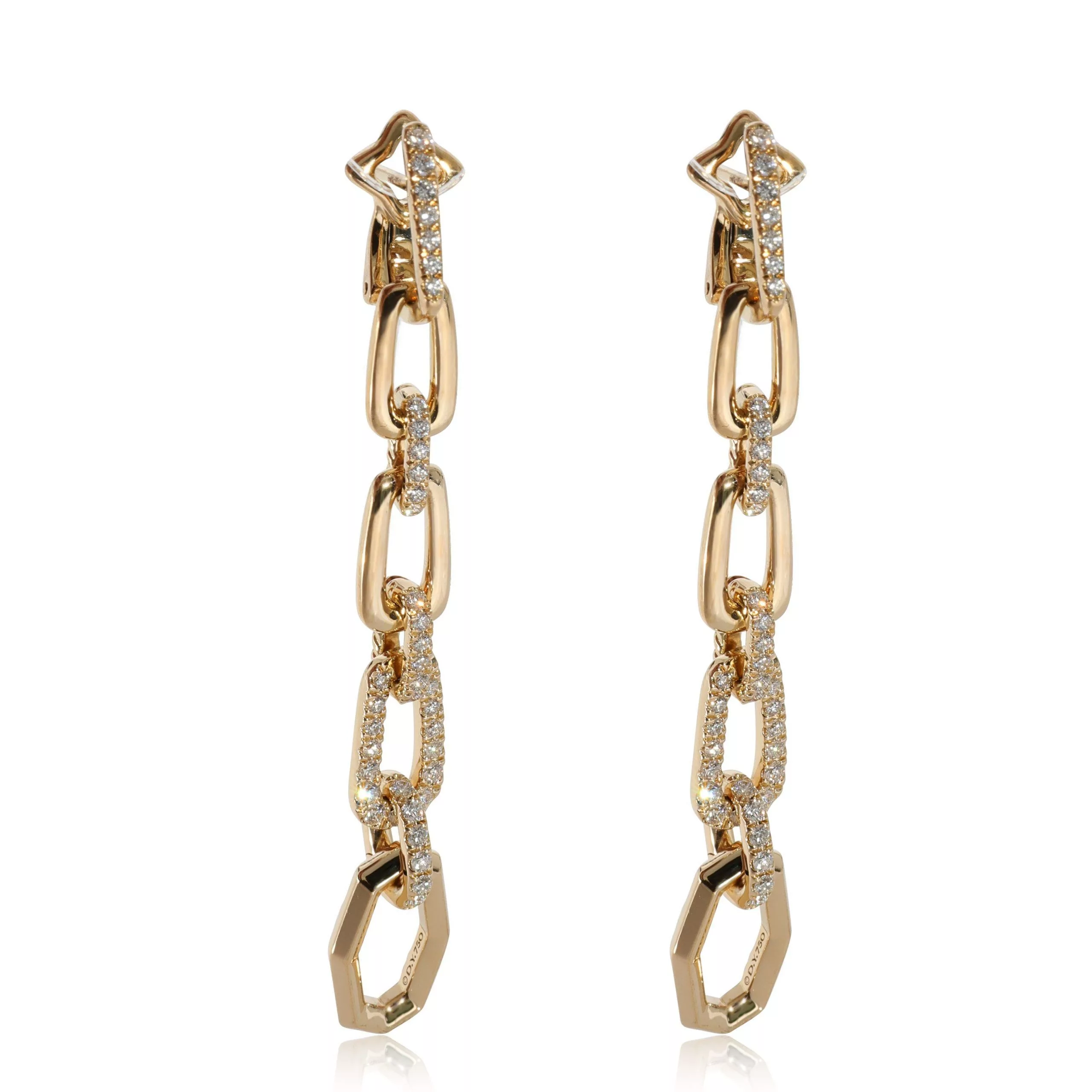 David Yurman Rings David Yurman Stax Chain Link Convertible Drop Earring in18k Yellow Gold 0.88 CTW