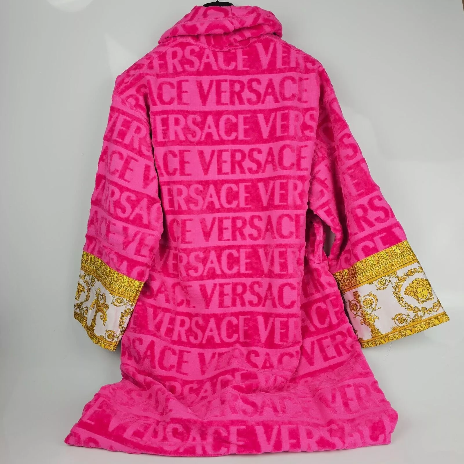 Versace Light Jackets Versace Baroque Print Pink Long Bathrobe New M