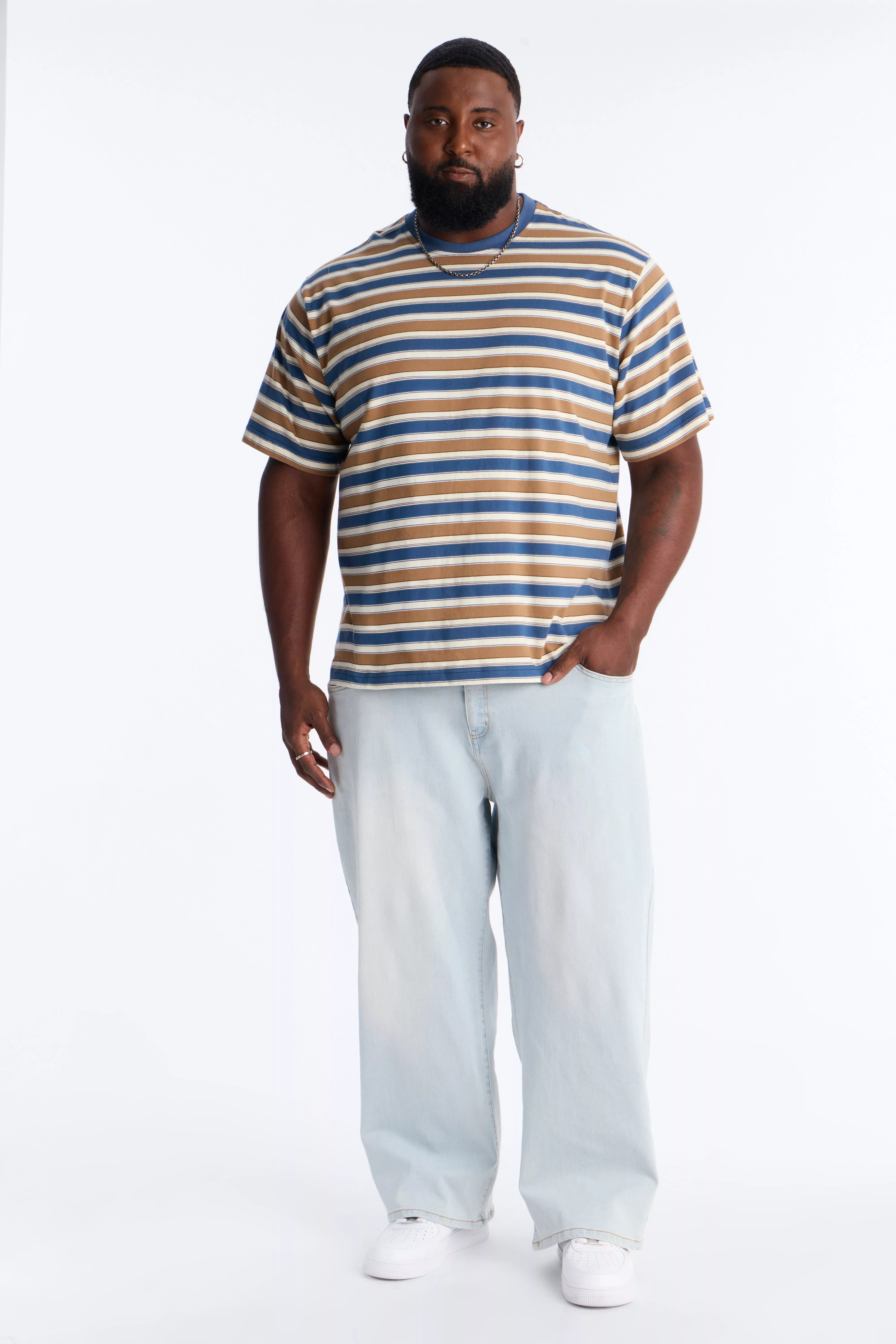 Crawford Stripe Crewneck Tee - Blue/combo