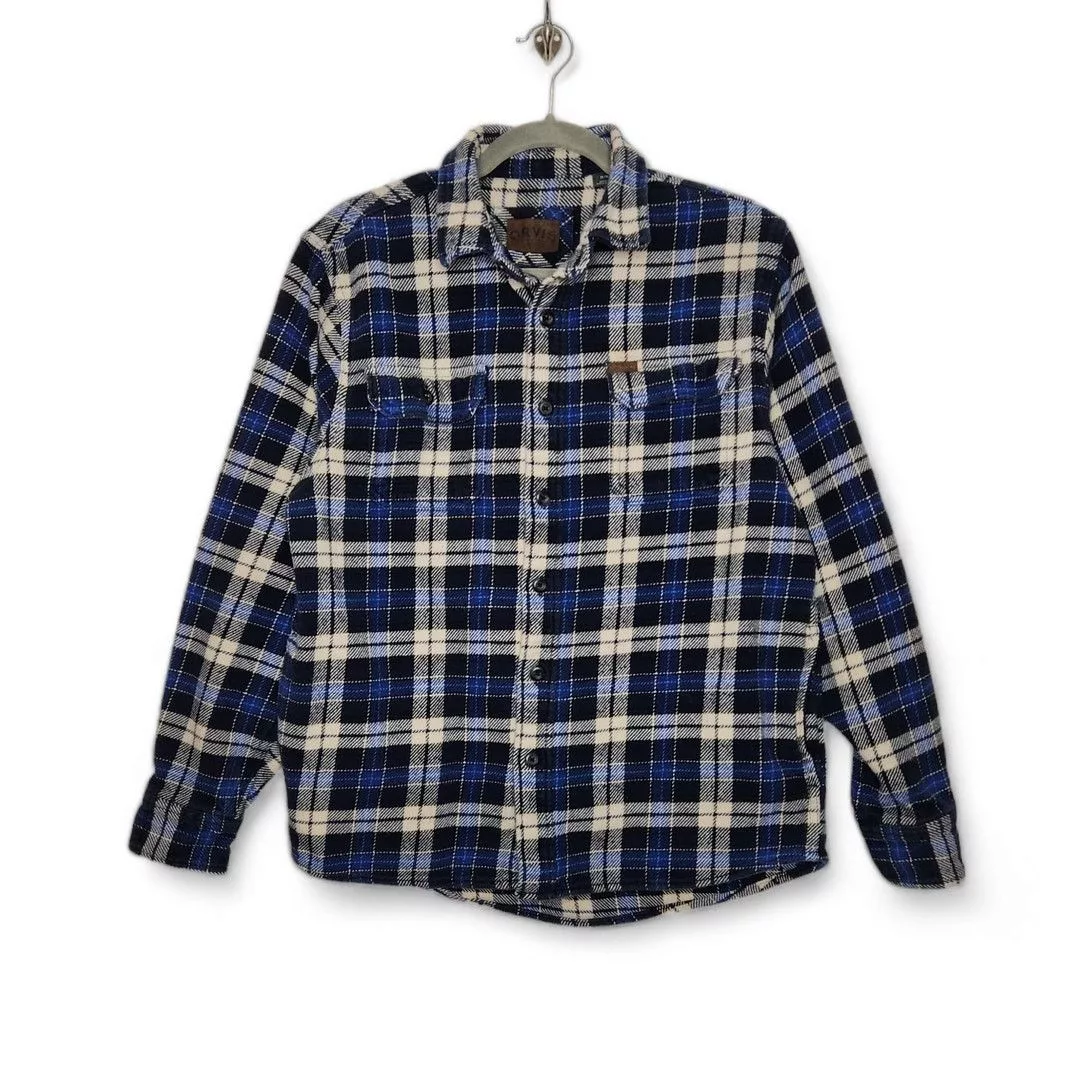 Orvis Shirts Button Ups Vintage Orvis Y2K Flannel Thick Blue Medium Pockets Workwear