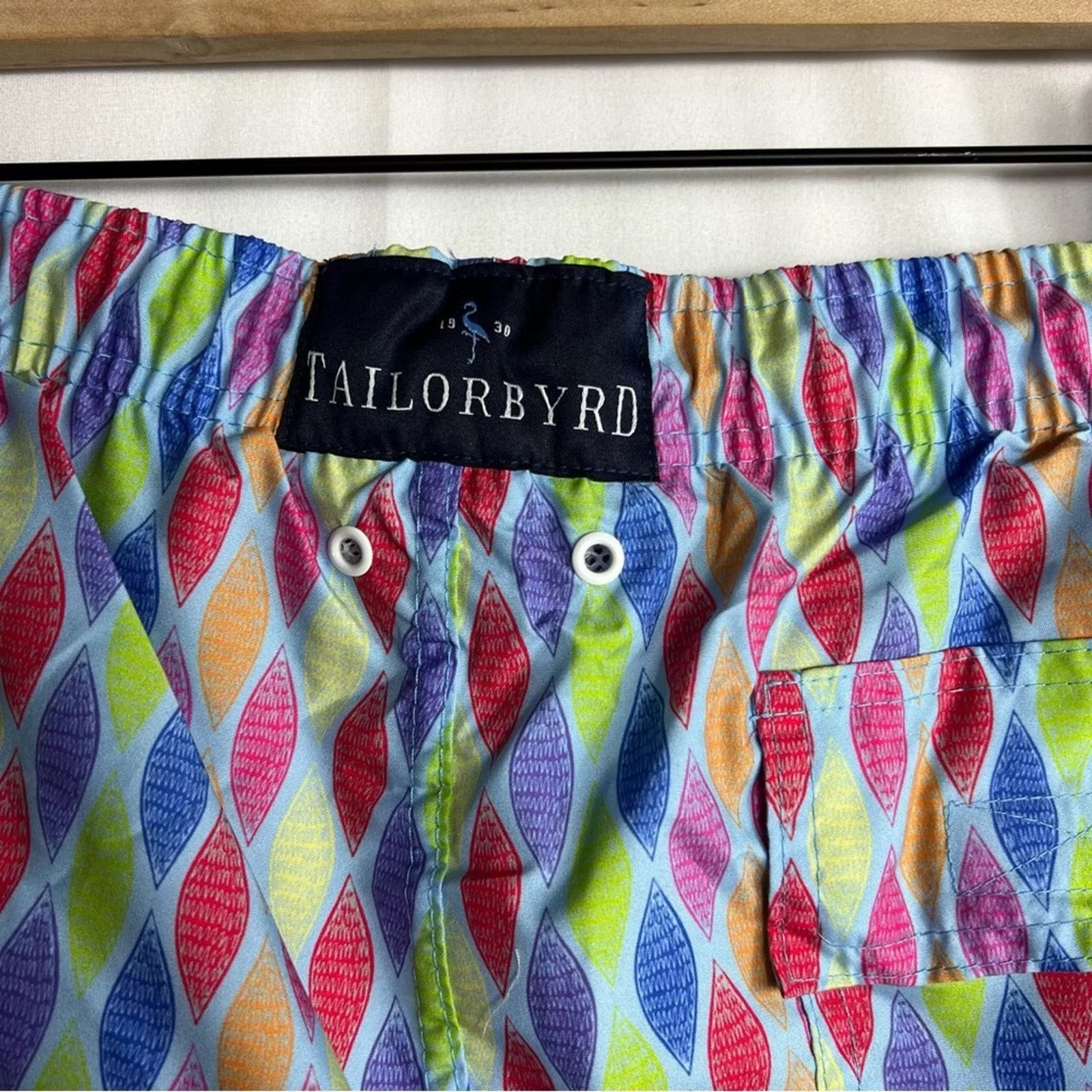 Tailorbyrd Swimwear TAILORBYRD Patterned Swim Shorts NWT in Large Blue